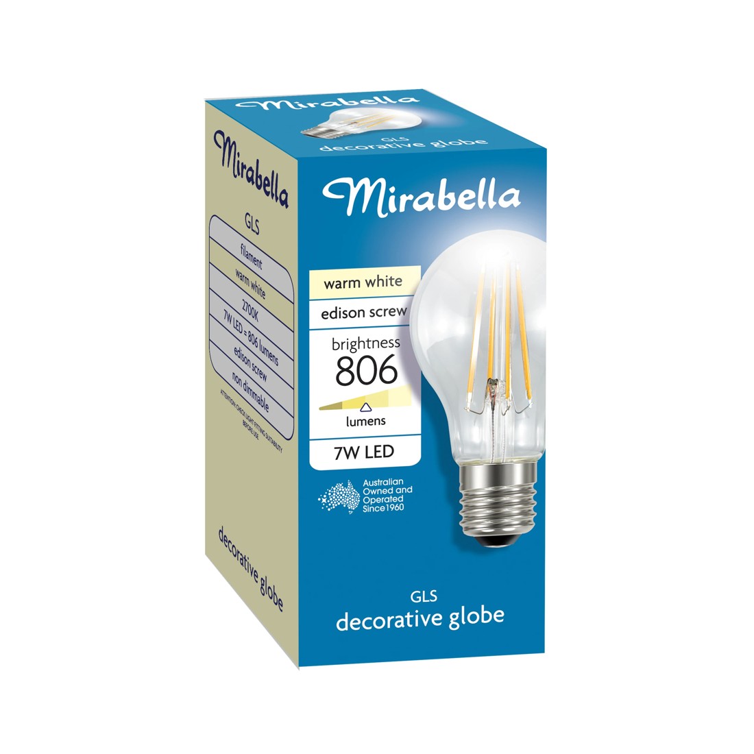 2 Mirabella E27 7W LED GLS Filament Bulb, 2 of 6