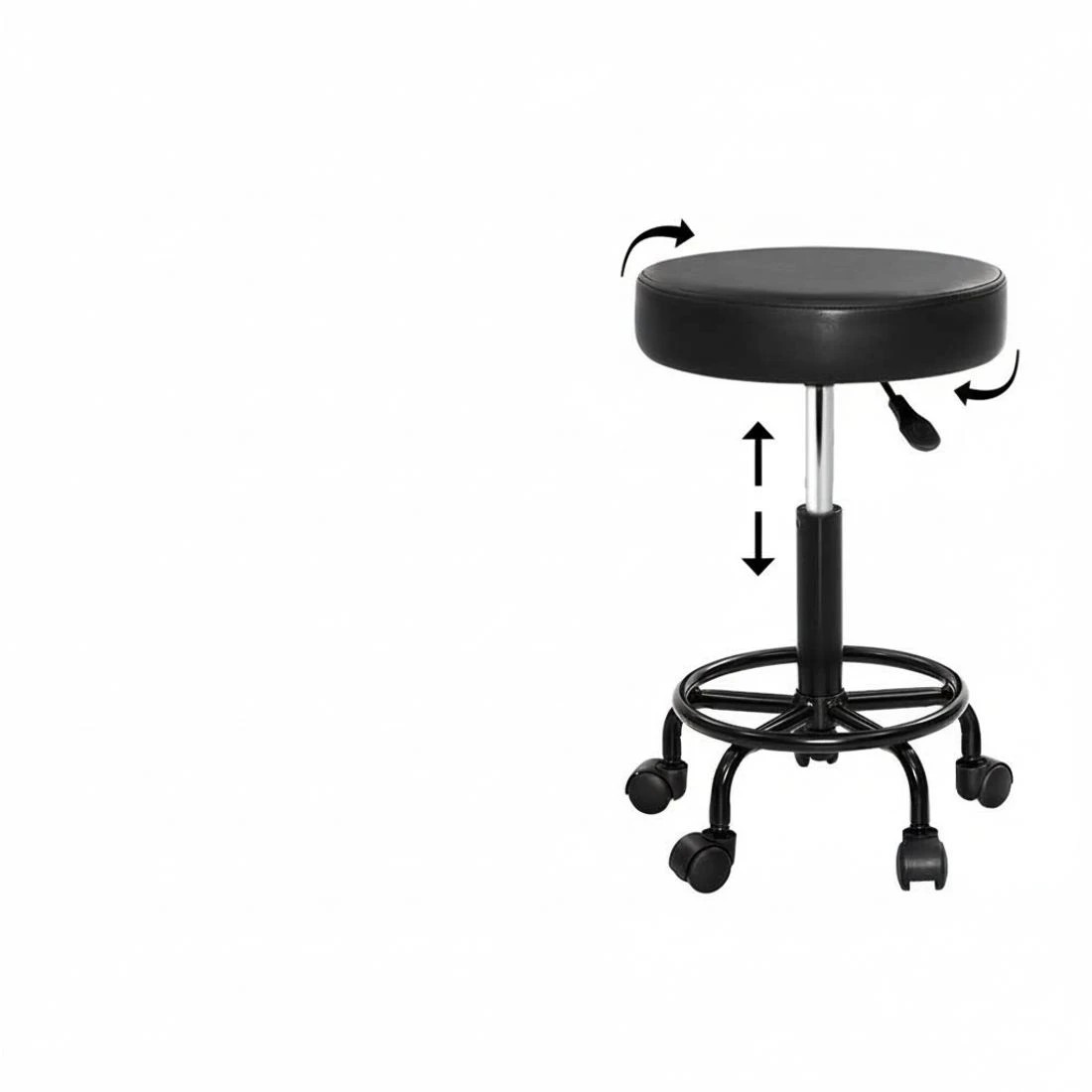 3 Artiss 2x Salon Stool Round Swivel Chair - Black, 3 of 5