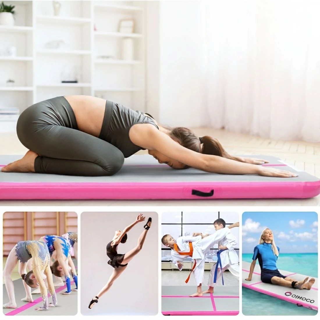 6 Everfit 4M Air Track Gymnastics Tumbling Exercise Cheerleading Mat Inflatable - Pink, 6 of 6