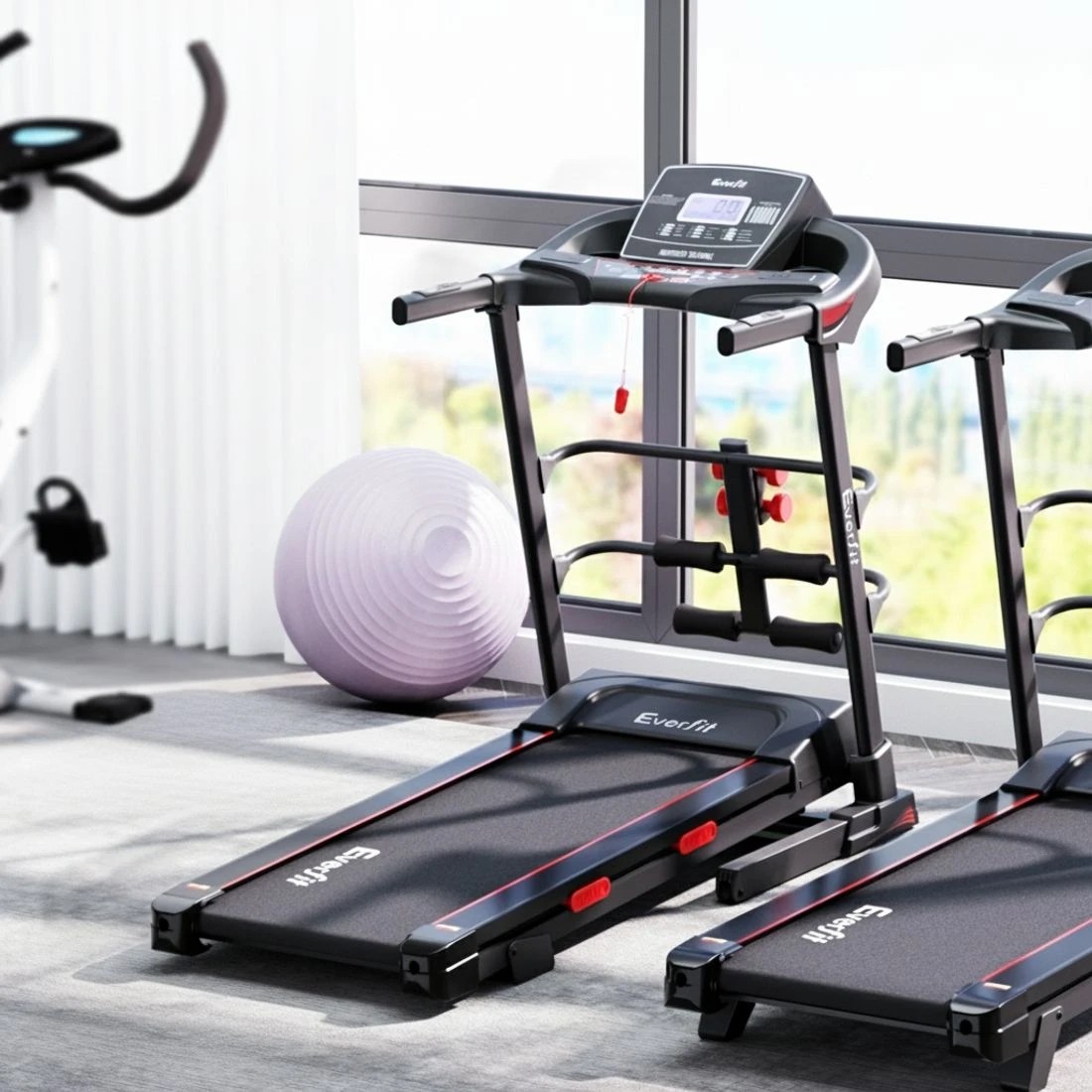 4 Everfit Treadmill Electric Home Gym Fitness Exercise Machine w/ Sit Up Bar - Black, 4 of 6