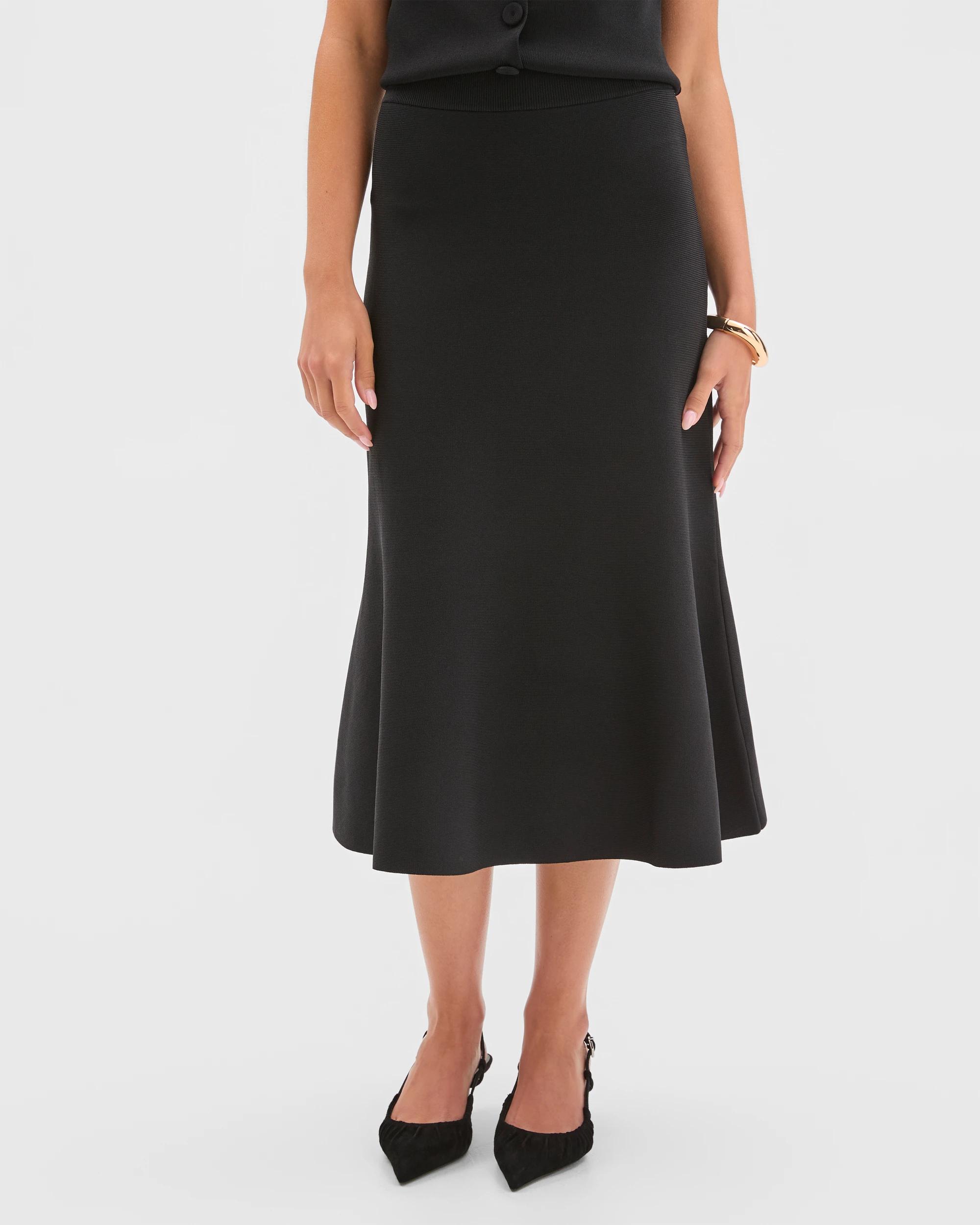 2 Target Petites Petites Crepe Knit Fit & Flare Skirt BLACK, 2 of 5