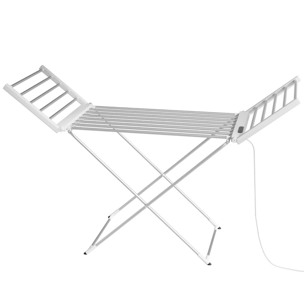 1 Devanti Foldable Electric Heated Towel Rail Rack with 24H Timer - Silver, 1 of 6