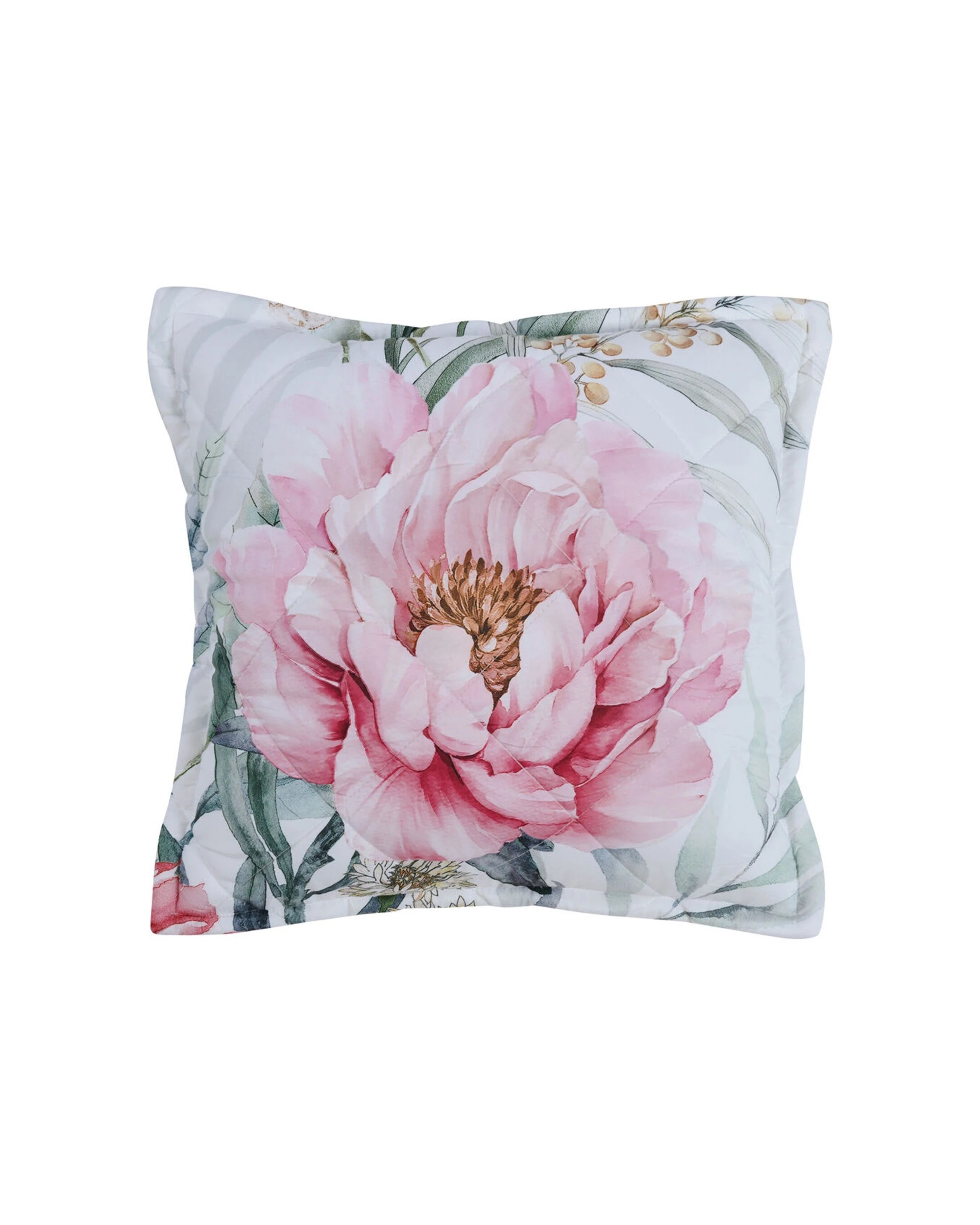 1 Bianca Coleraine Square Polyester Cushion Quilted Floral 43x43cm Floral - Pattern, 1 of 1