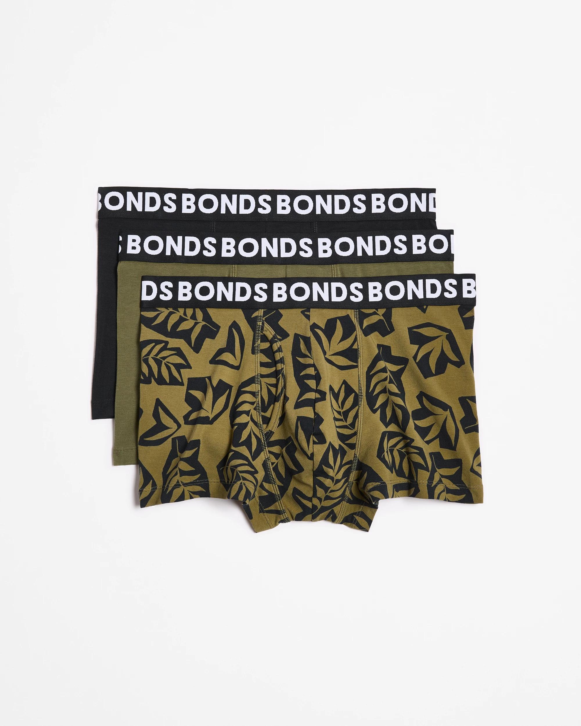 1 3 Pack Classic Trunks - Bonds KHAKI FERN/KHAKI/BLACK, 1 of 3