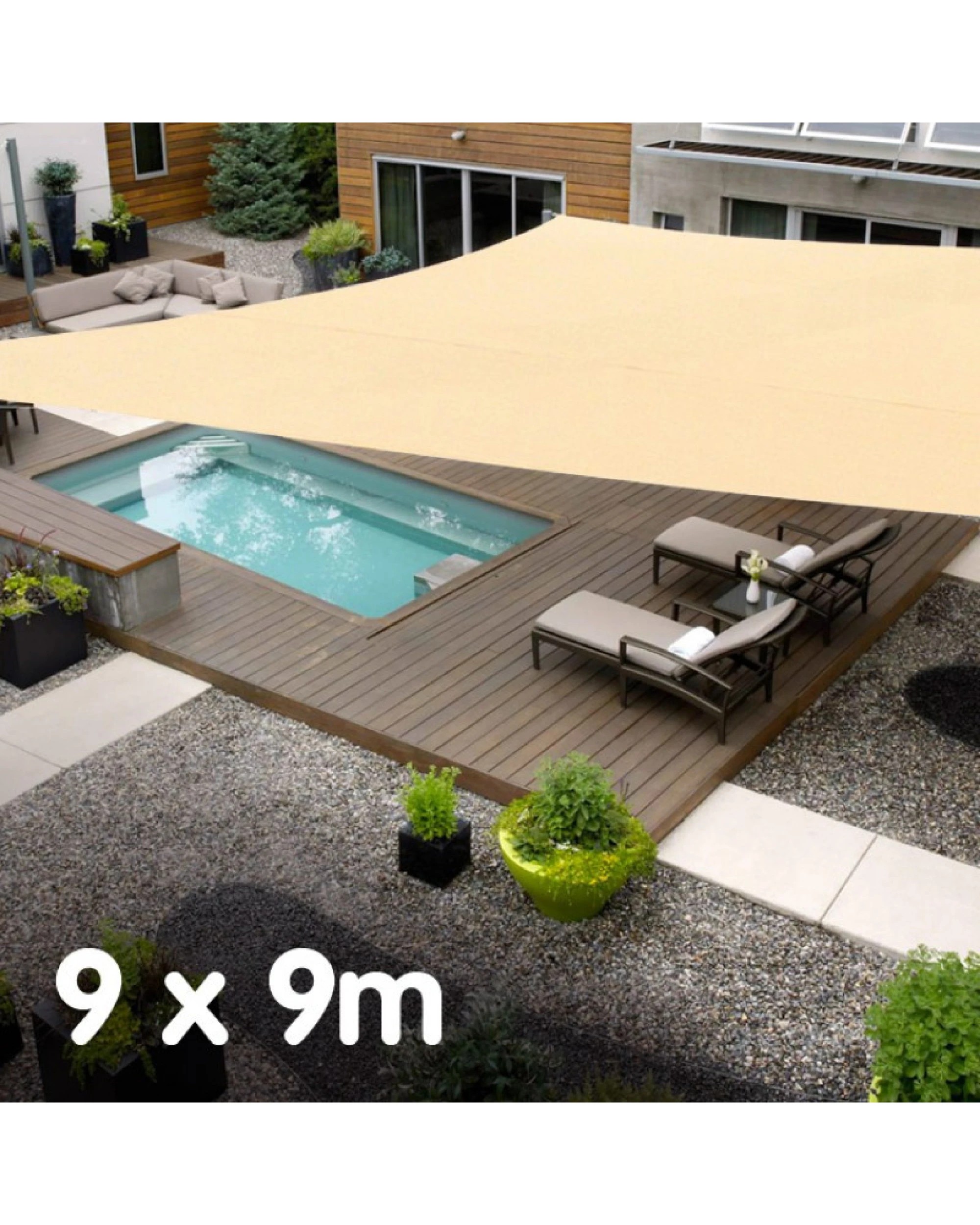 1 Wallaroo 9m x 9m Square Shade Sail Sand, 1 of 3