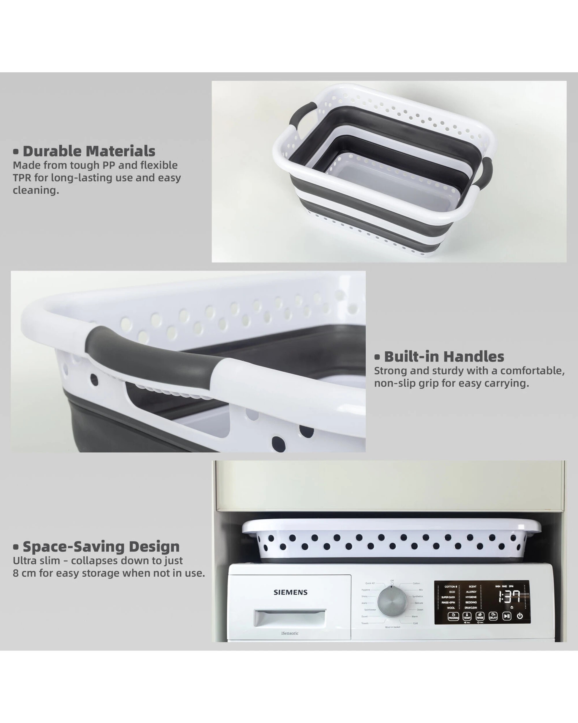 7 Hacienda 45L Space Saving  Laundry Basket,  Collapsible Hamper for Dorms, RVs, Homes & Garages, 7 of 8