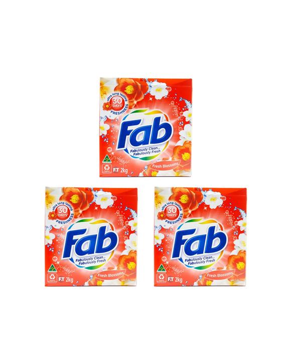 FAB 3PK Fab Laundry Powder Front & Top Loader Fresh Blossoms Cleans Well 2 - Multi