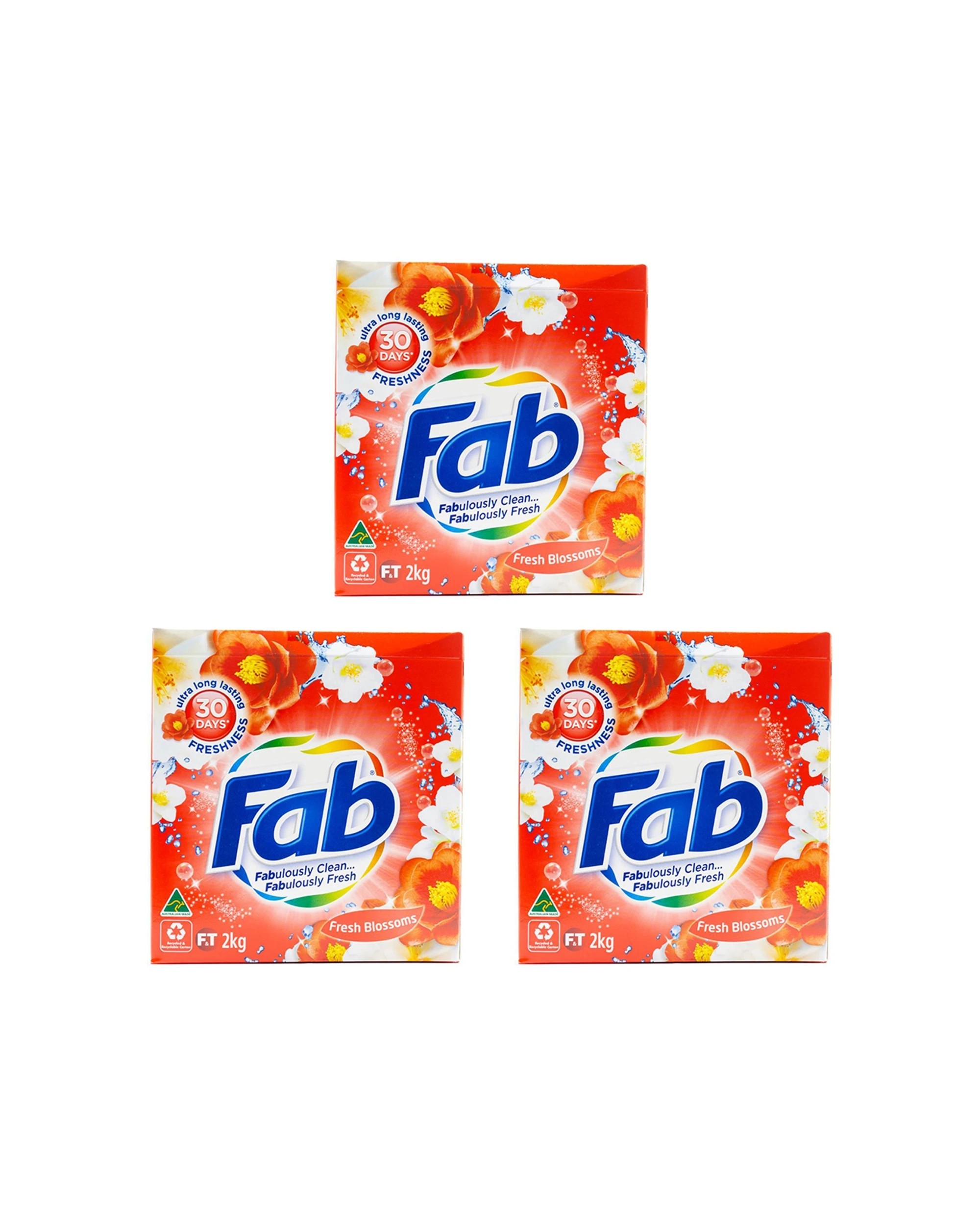 1 FAB 3PK Fab Laundry Powder Front & Top Loader Fresh Blossoms Cleans Well 2 - Multi, 1 of 5