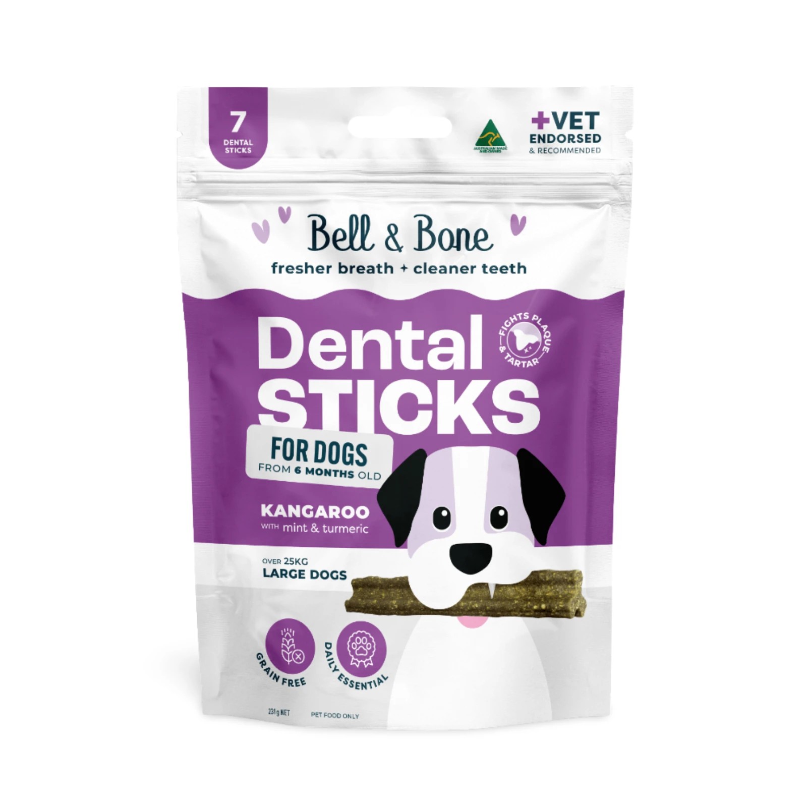 1 Bell And Bone Dental Sticks - Kangaroo And Turmeric Flavour For Dogs - Large, 1 of 2