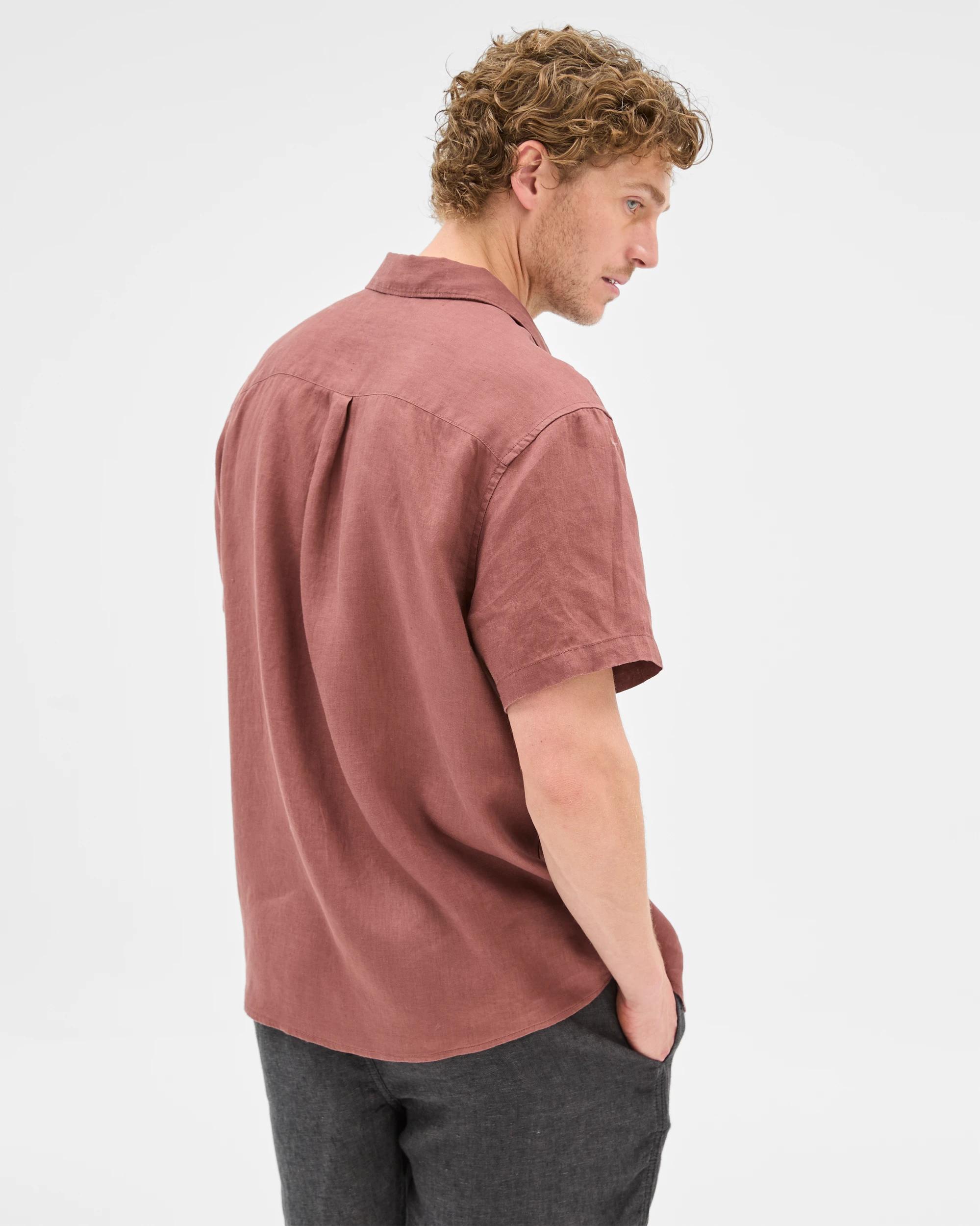 4 Target European Linen Short Sleeve Shirt MAROON, 4 of 6