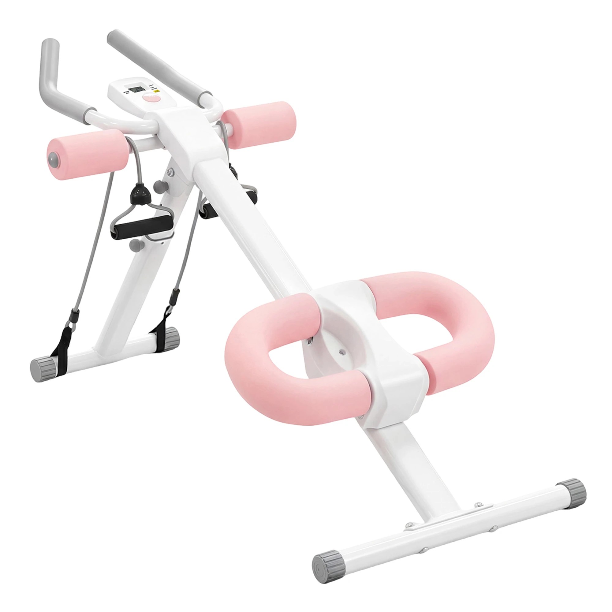 1 Centra Adjustable Ab Trainer Machine,Foldable,Knee Protection,Pink And - White, 1 of 9