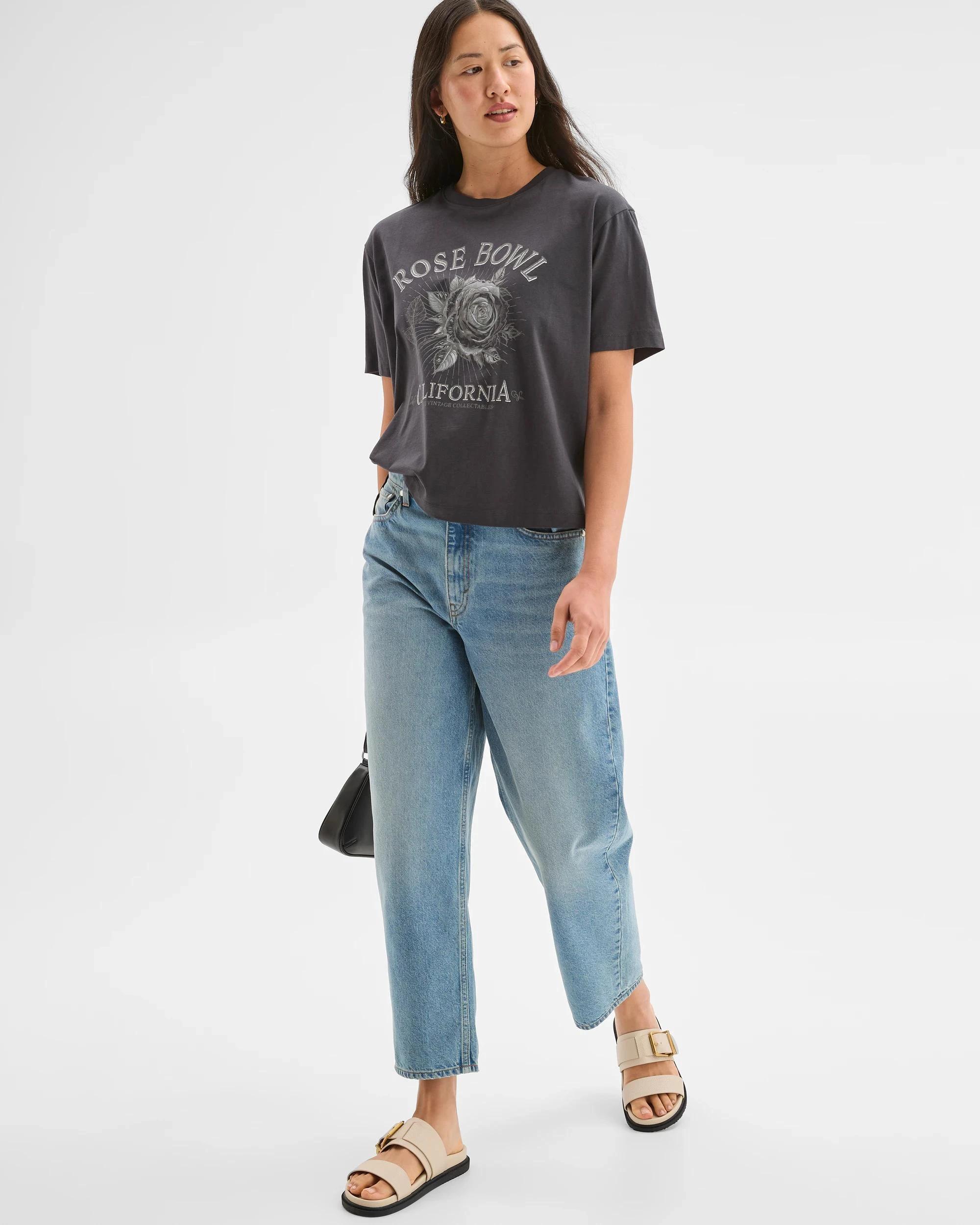 2 Target Australian Cotton Step Hem Boxy Crop T-Shirt ROSE BOWL PHANTOM, 2 of 5