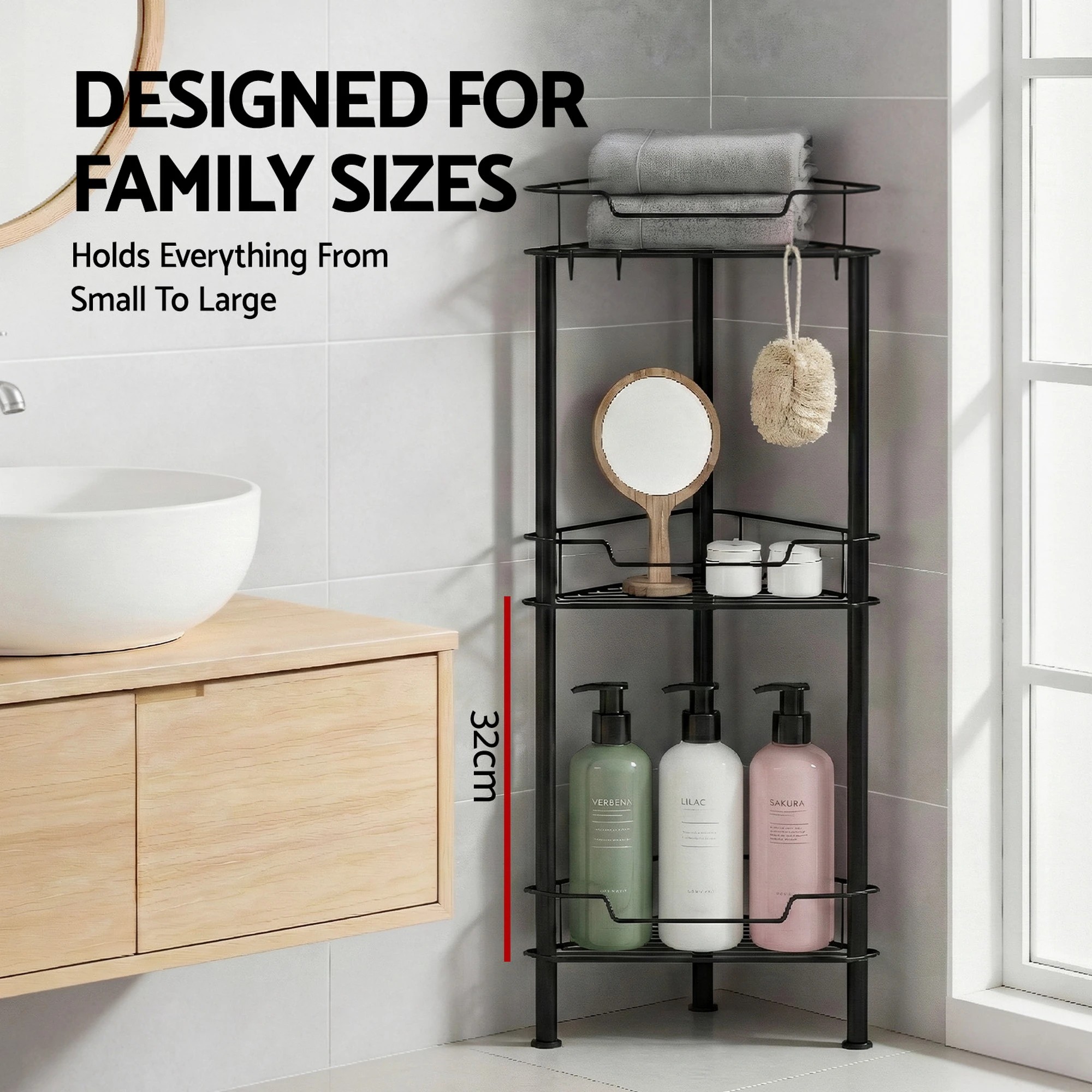 6 Artiss 4 Tier Floor Standing Corner Shower Caddy Bathroom Organizer - Black, 6 of 8