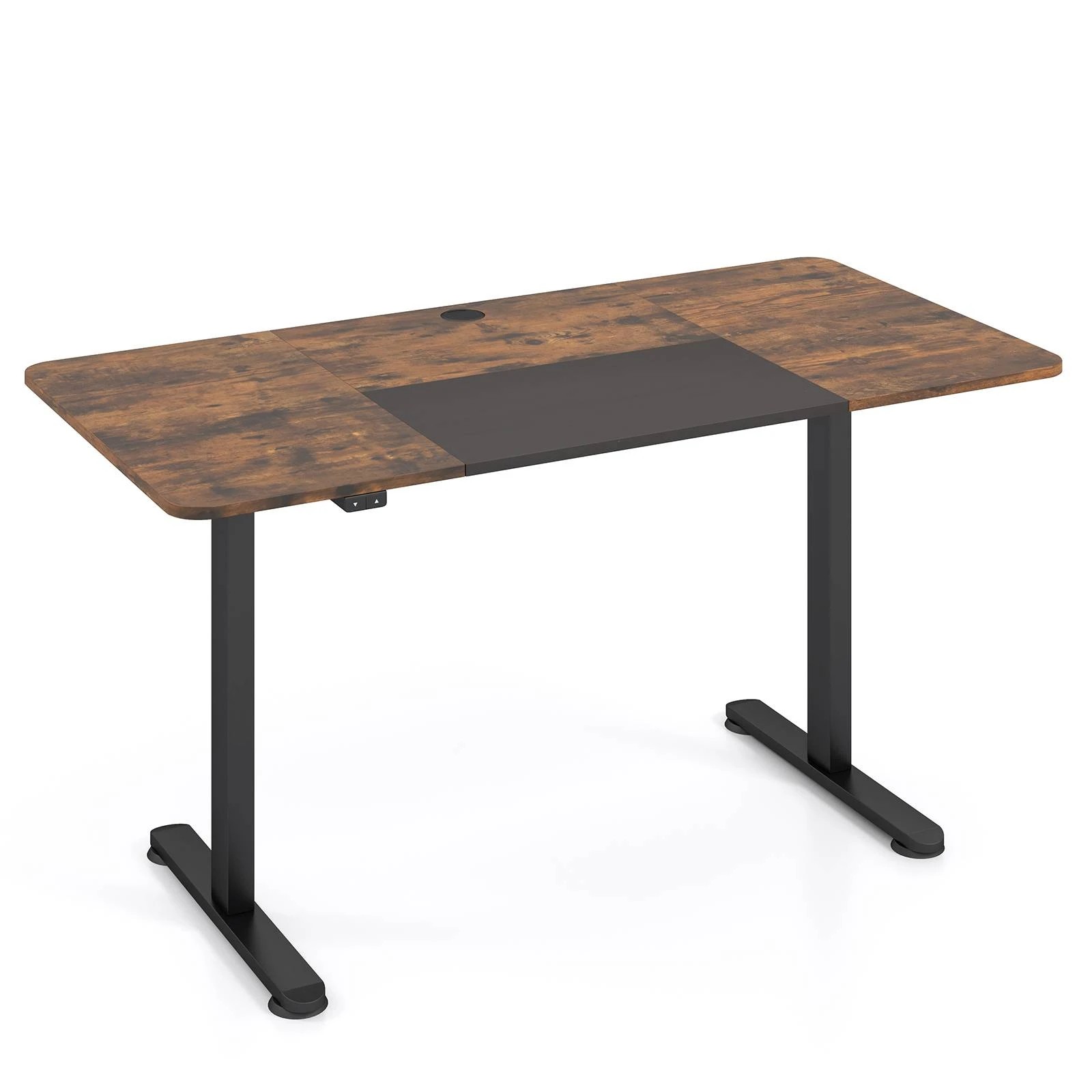 1 Costway 140cm Electric Standing Desk Motorised Sit Stand Table - Brown, 1 of 7