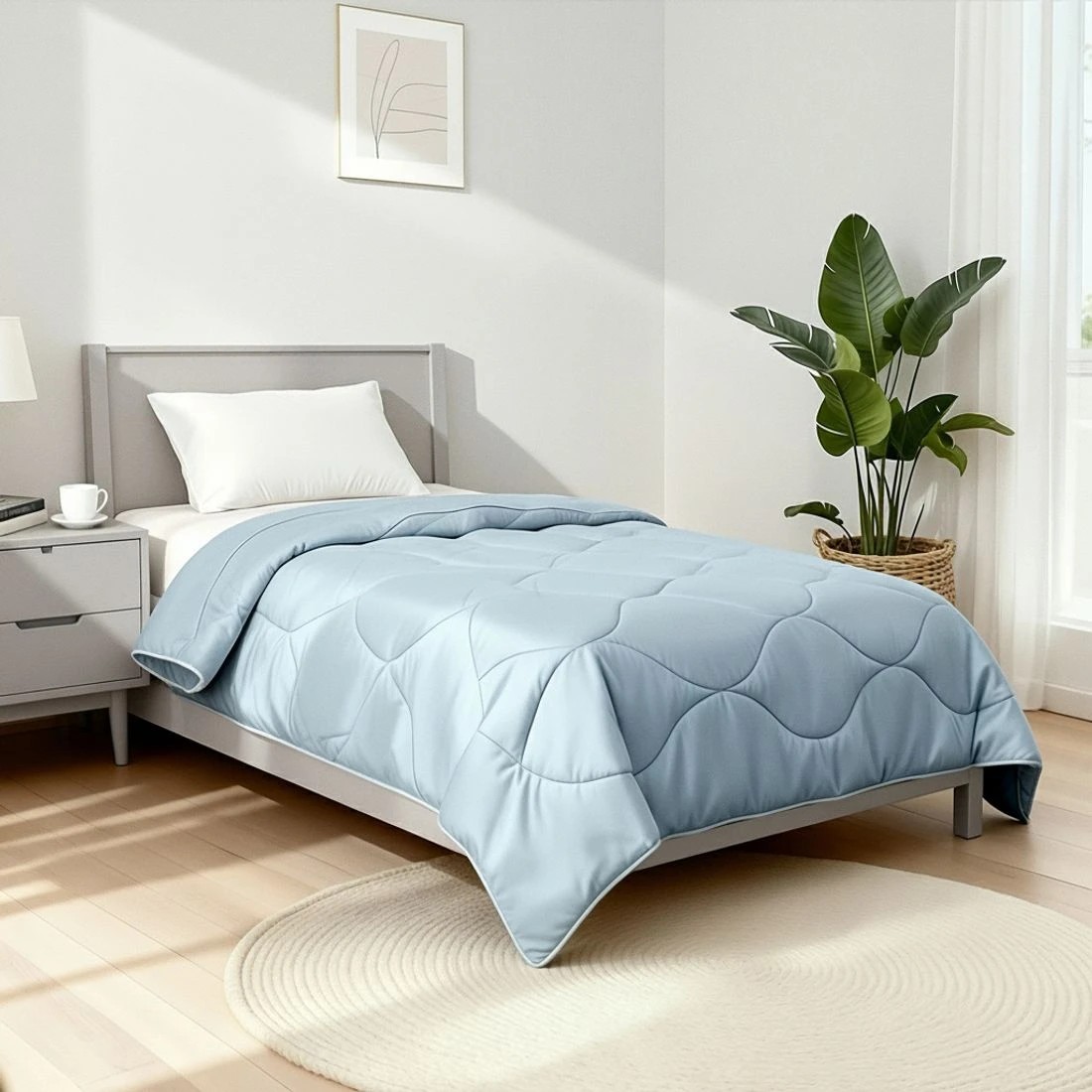 5 Giselle Tencel Quilt 200GSM Summer Quilts Comforter Doona Light Weight Soft Throw Blanket Single - Single Bed - Blue, 5 of 9