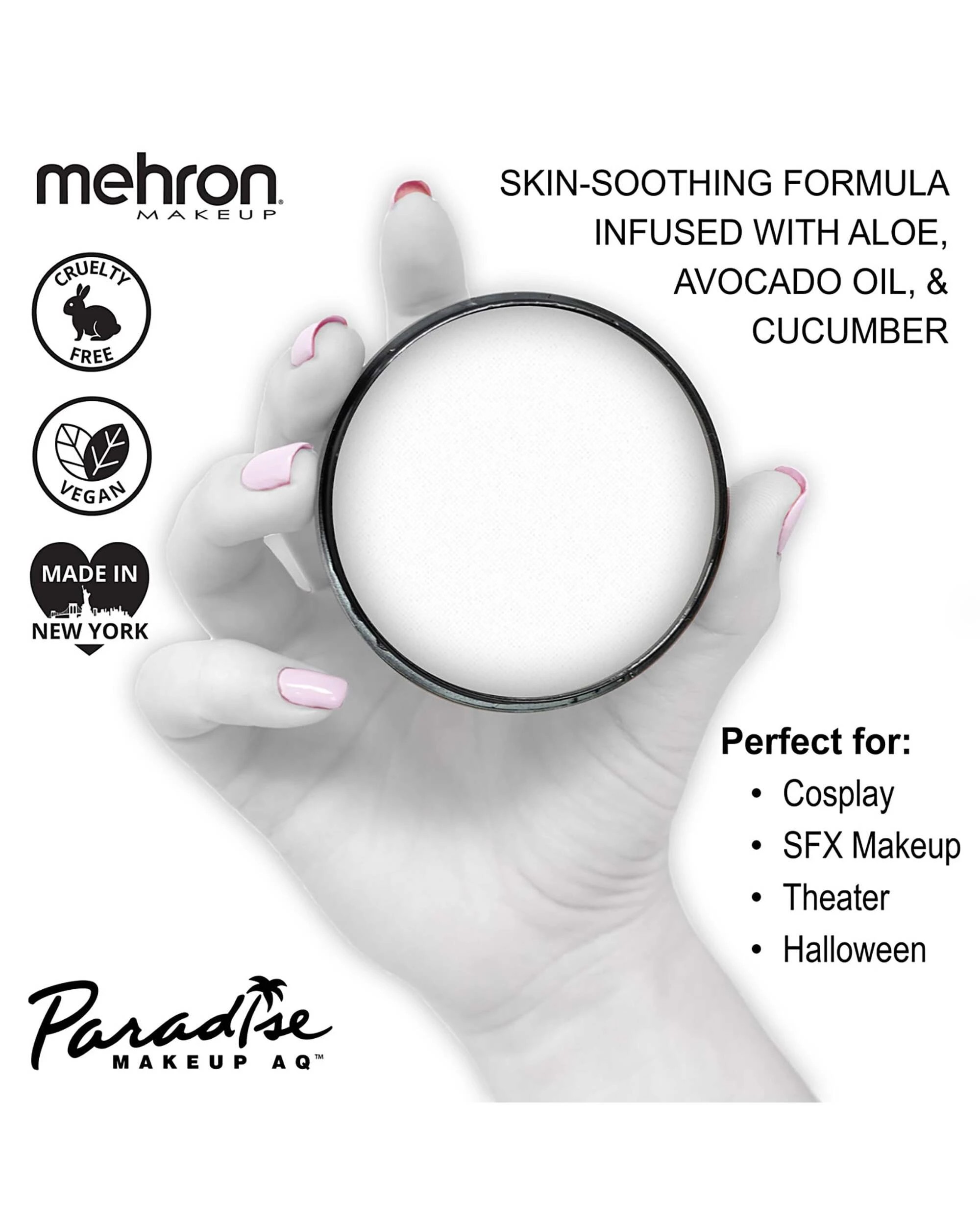 2 Mehron Mehron Makeup Paradise AQ White 40g - One Size - White, 2 of 5
