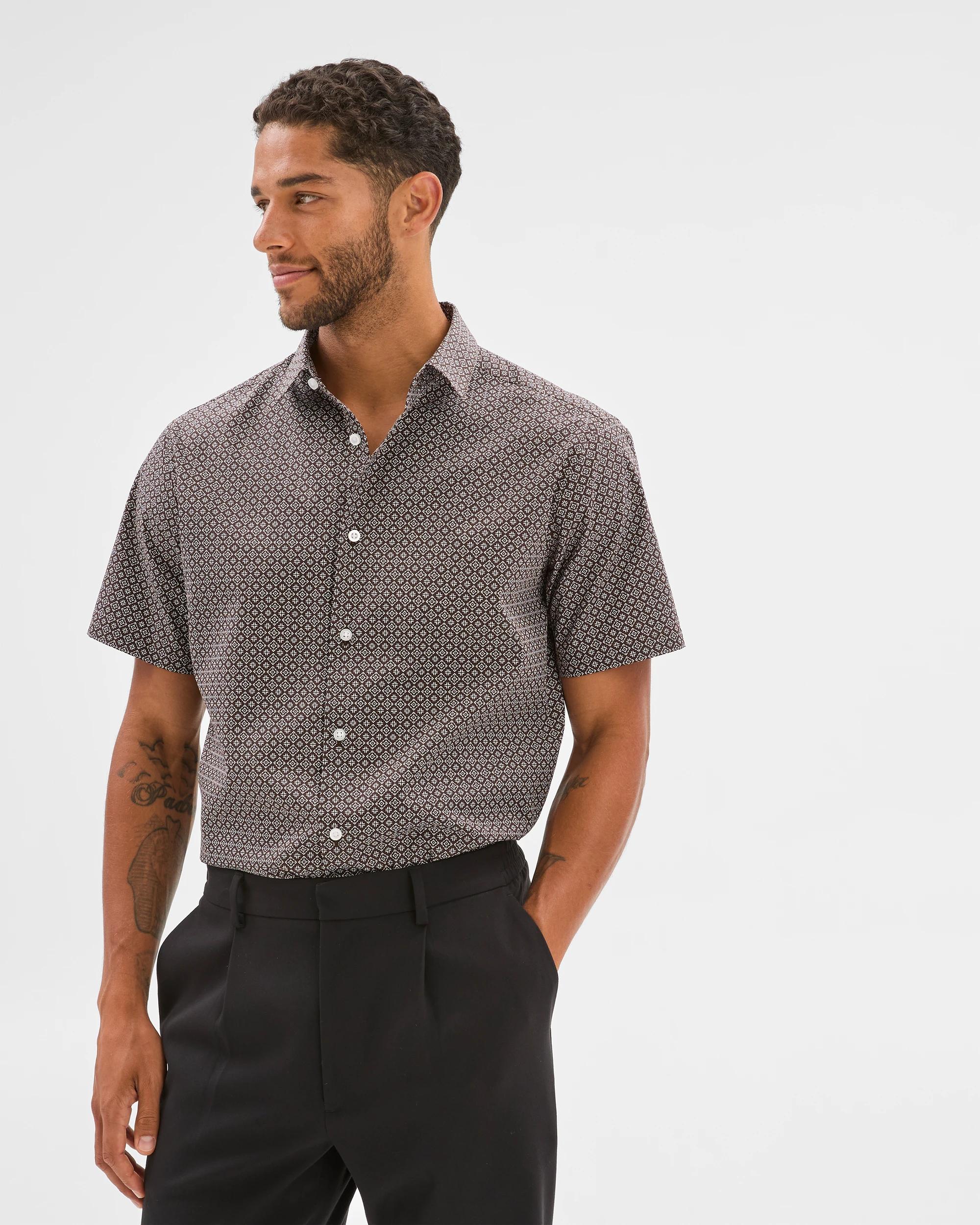 5 Preview Australian Cotton Short Sleeve Shirt CHOC TILE, 5 of 6