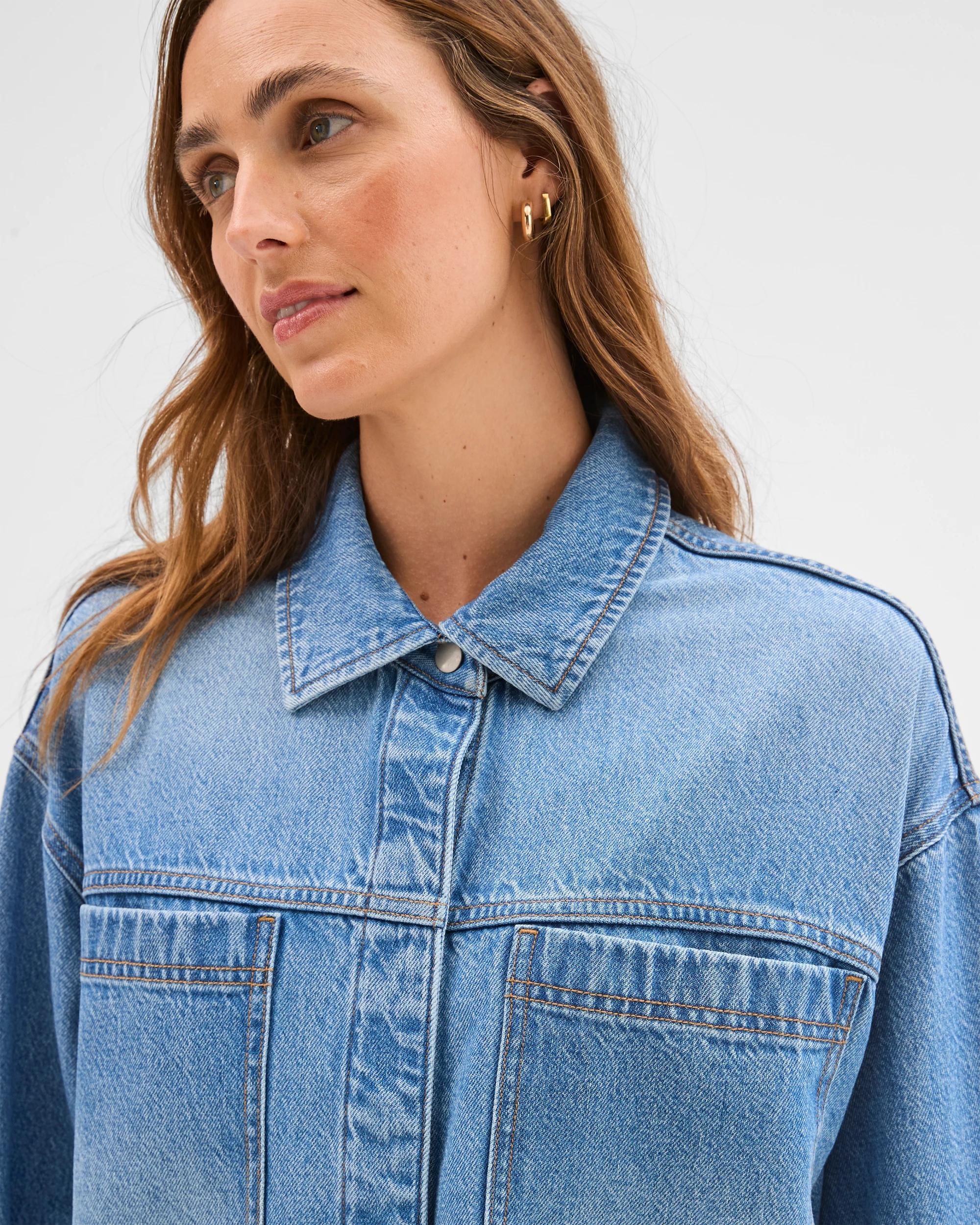 5 Target Woman Patch Pocket Denim Shacket DUSTY INDIGO, 5 of 6