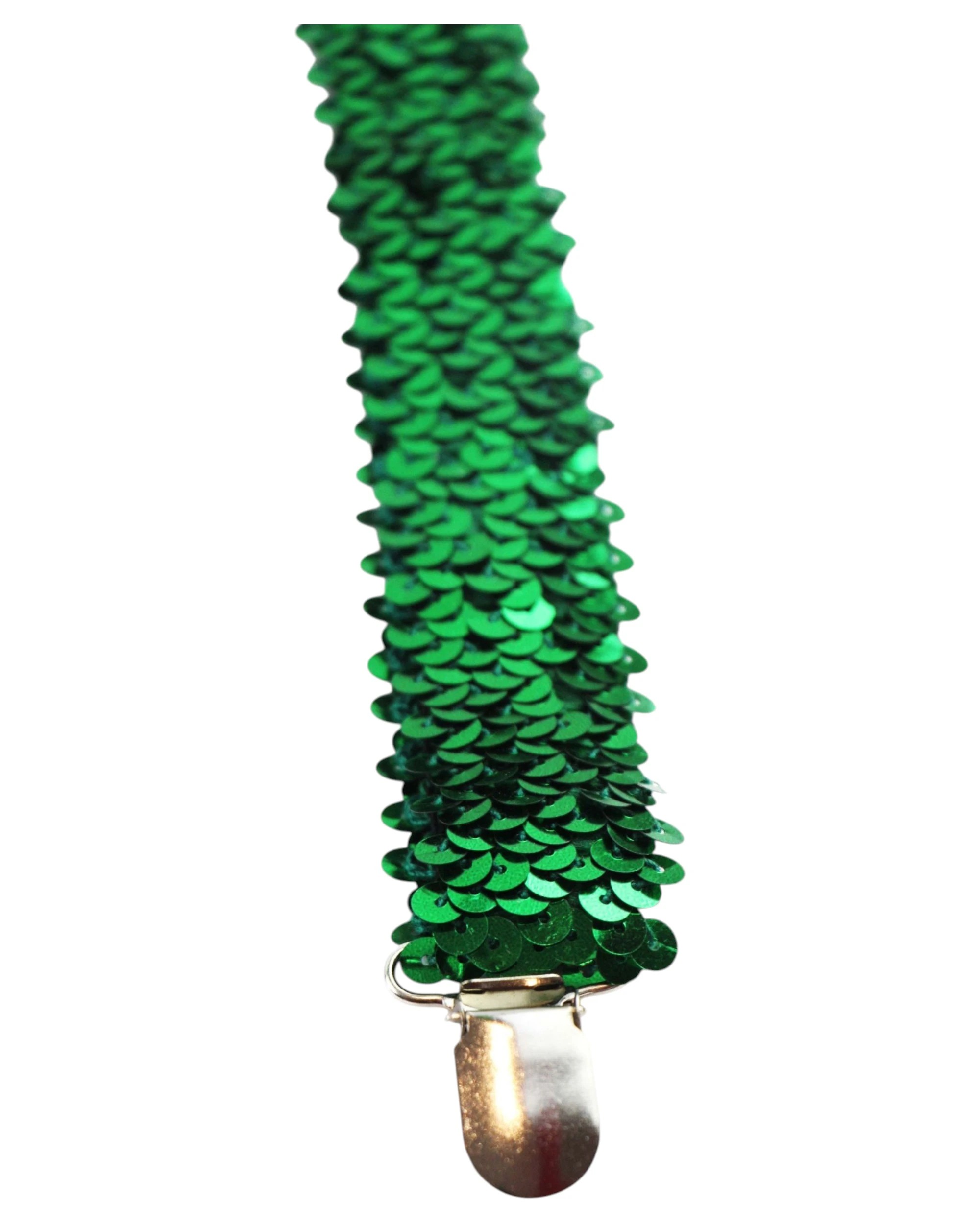 3 Zasel Unisex Adjustable 100cm Sequin Suspenders - Green, 3 of 3