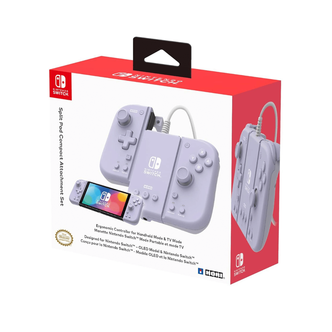 1 HORI Switch Split Pad Compact Attachment Set - Lavender, 1 of 4