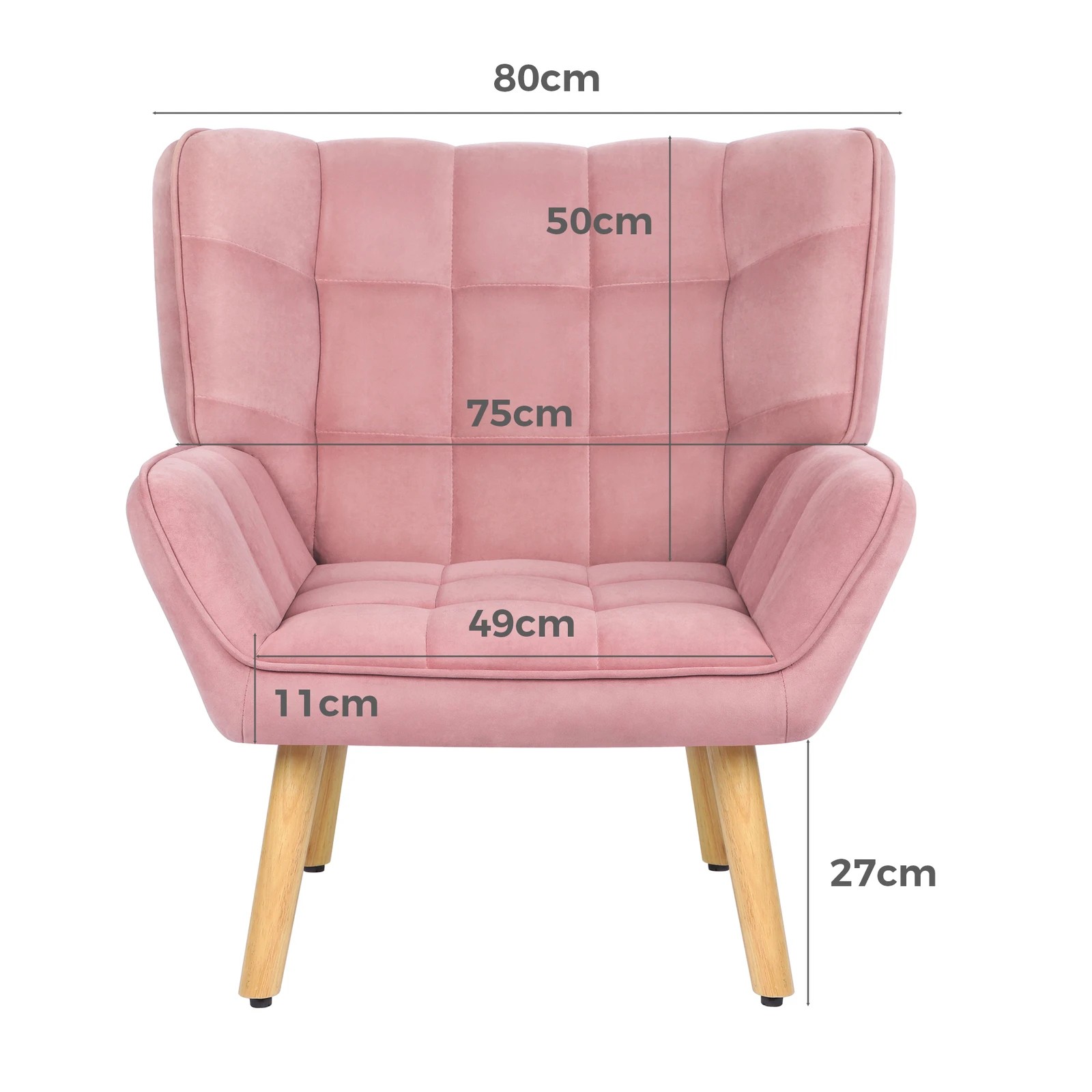 6 Alfordson Armchair Accent Chair Upholstered Lounge Sofa Tub Couch Velvet - Pink, 6 of 9