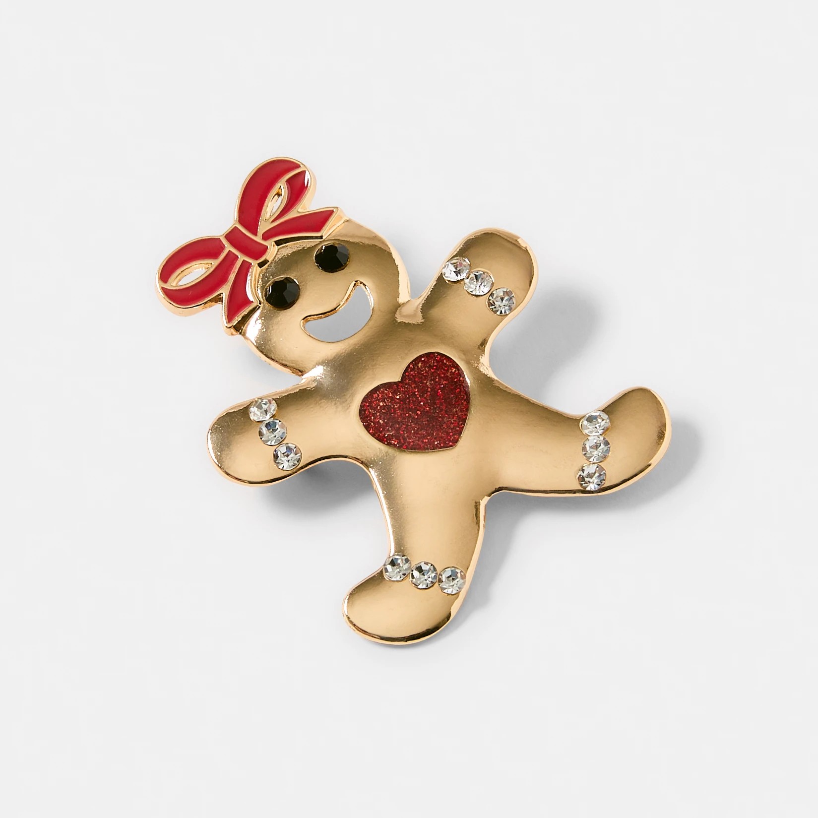 2 Christmas Gingerbread Brooch - Gold Tone and Red, 2 of 6