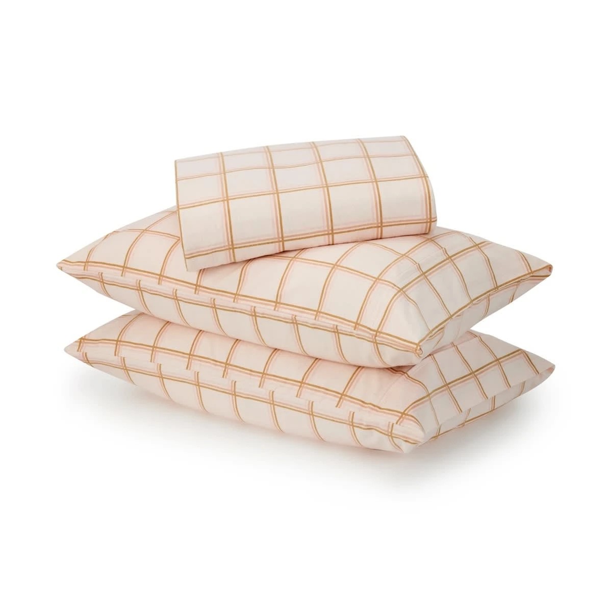 1 Flannelette Cotton Check Sheet Set - King Bed, Pink, 1 of 7