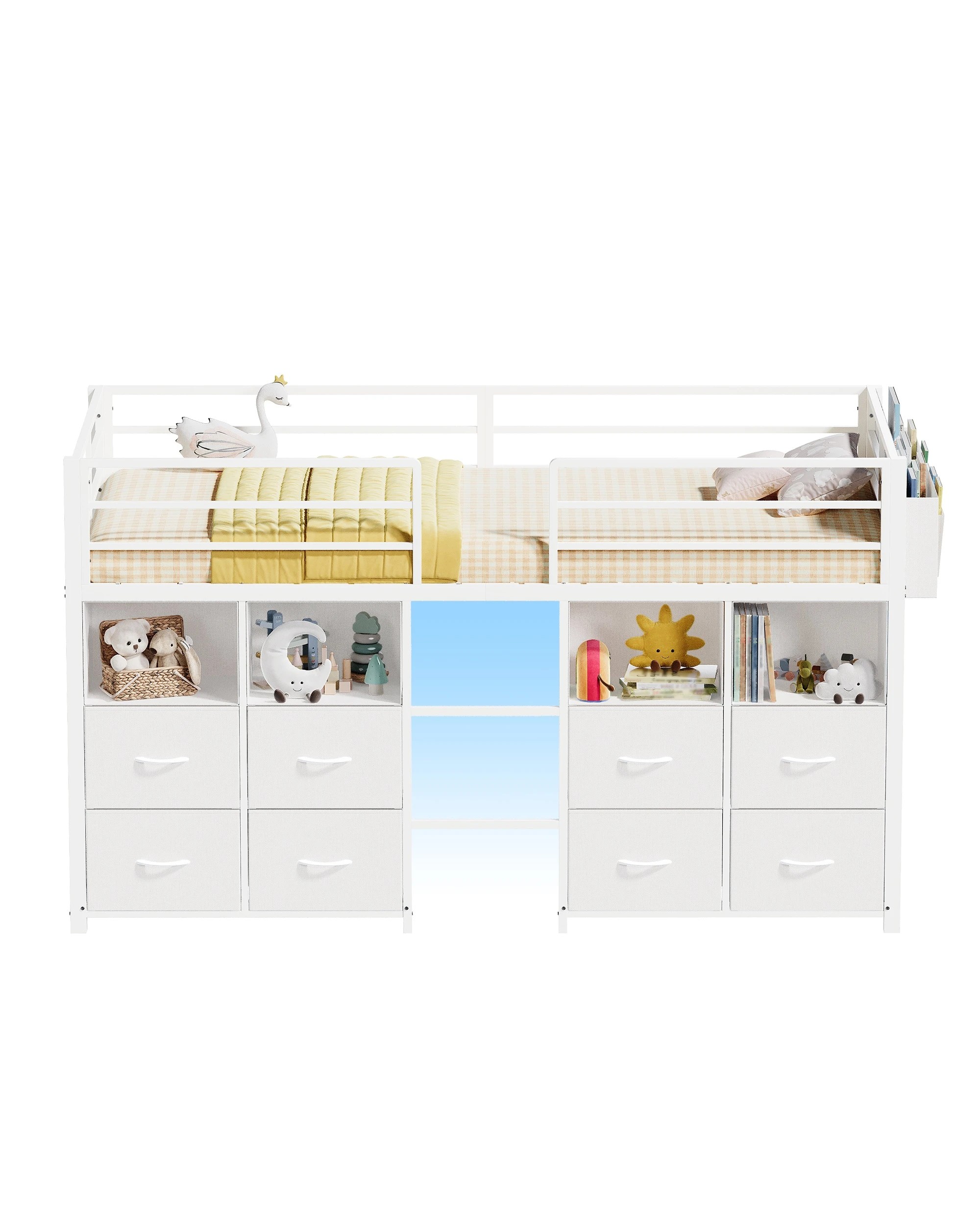 3 Ufurniture Kids Low Loft Metal Bed Frame for Small Rooms - Single Bed - White, 3 of 7