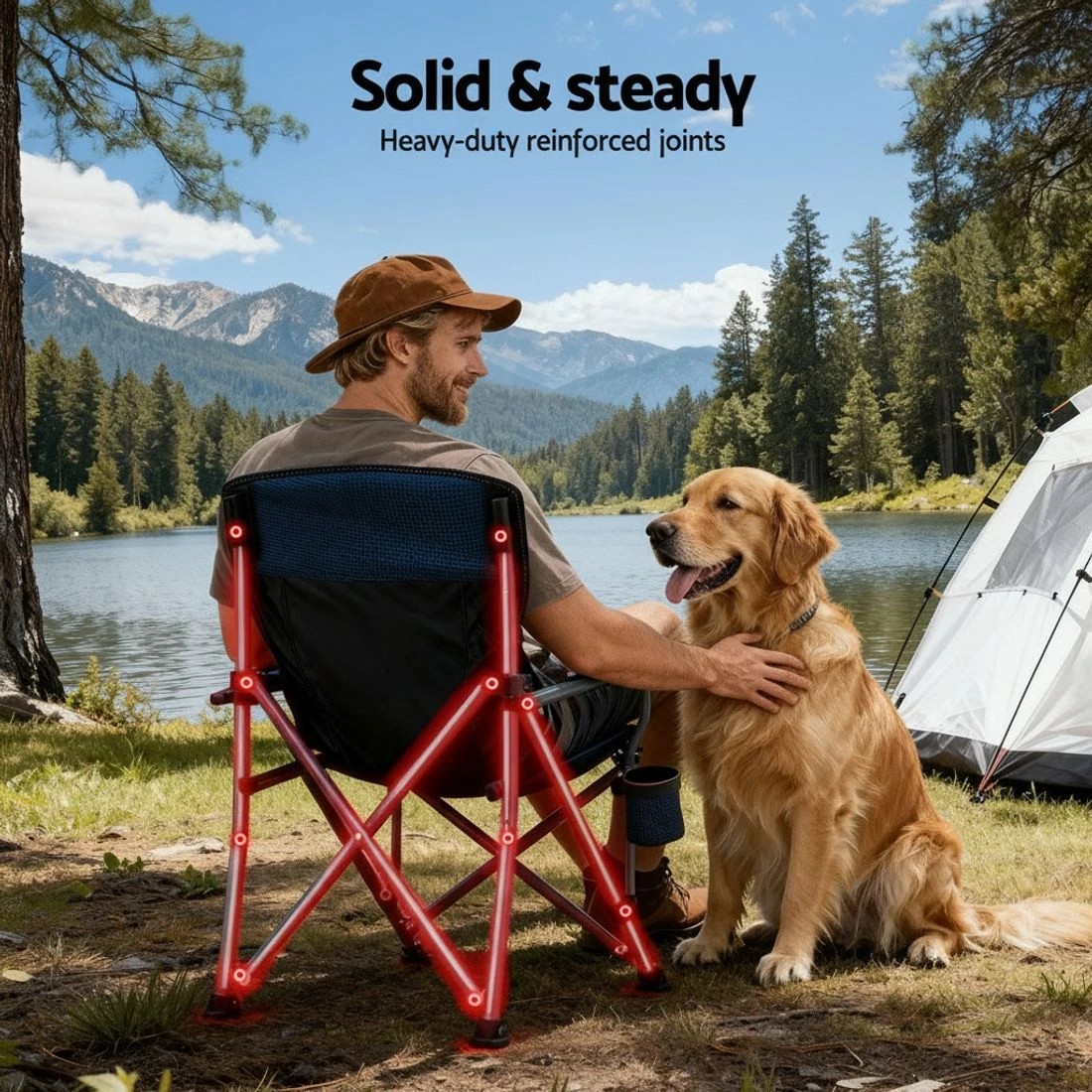 6 Weisshorn Camping Chair Folding Outdoor Portable Seat Lightweight Beach Picnic Fishing Capacity 120KG - Multi, 6 of 7