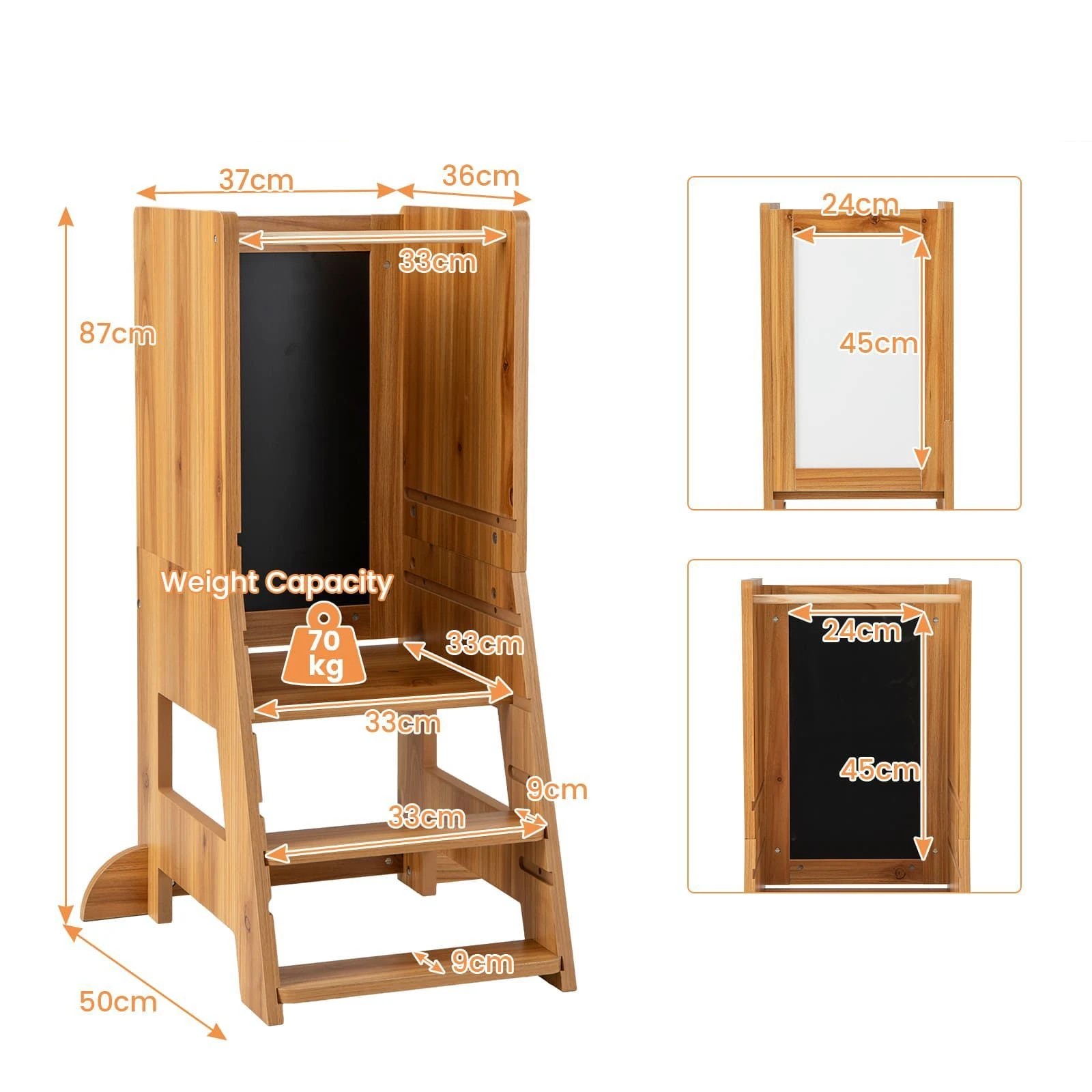 2 Costway Step Stool Standing Tower w/Drawing Board, 2 of 3