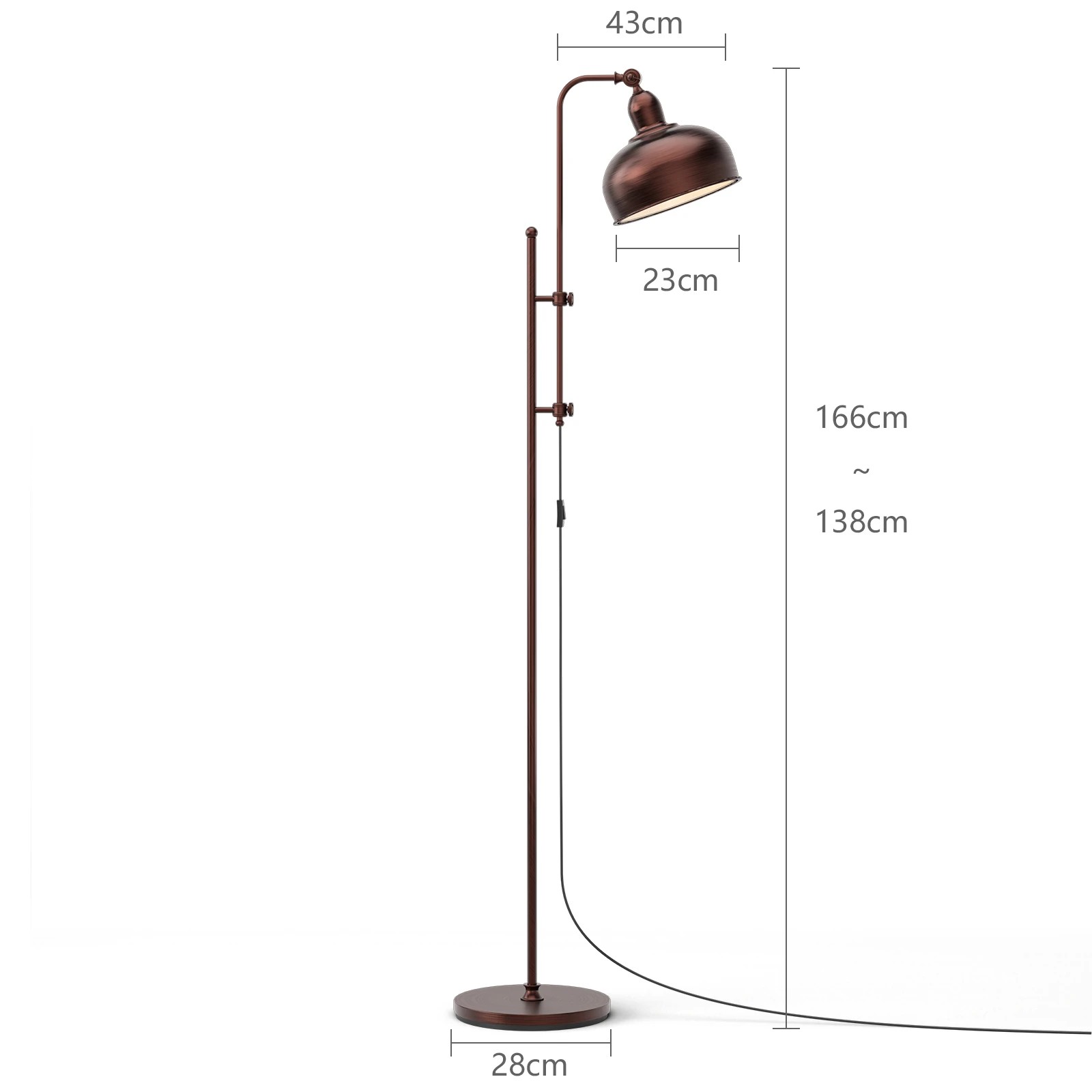 2 Costway Industrial Floor Lamp Height Adjustable Free-standing Lamp, 2 of 5