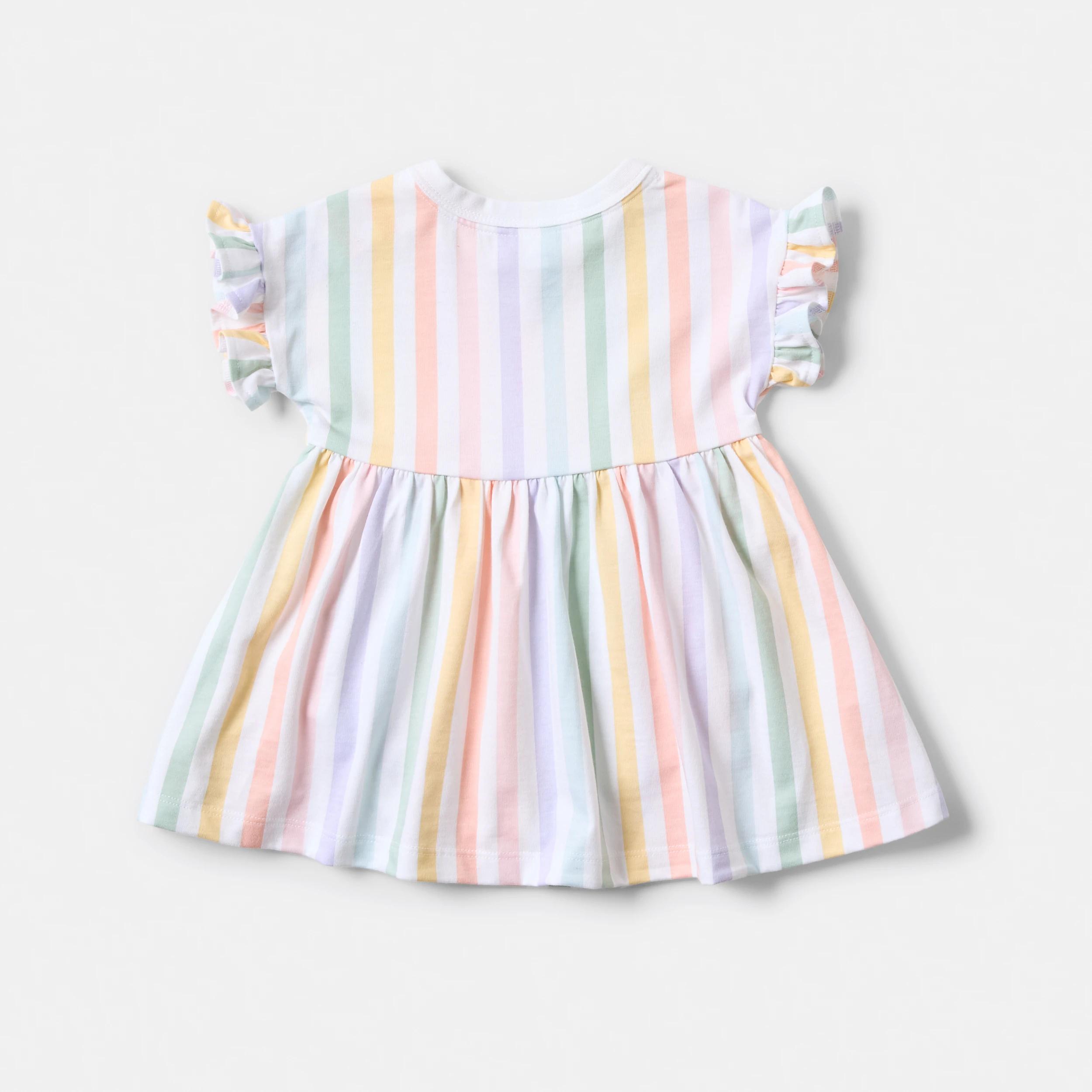 2 Short Sleeve Bodysuit Dress PASTEL STRIPE, 2 of 3