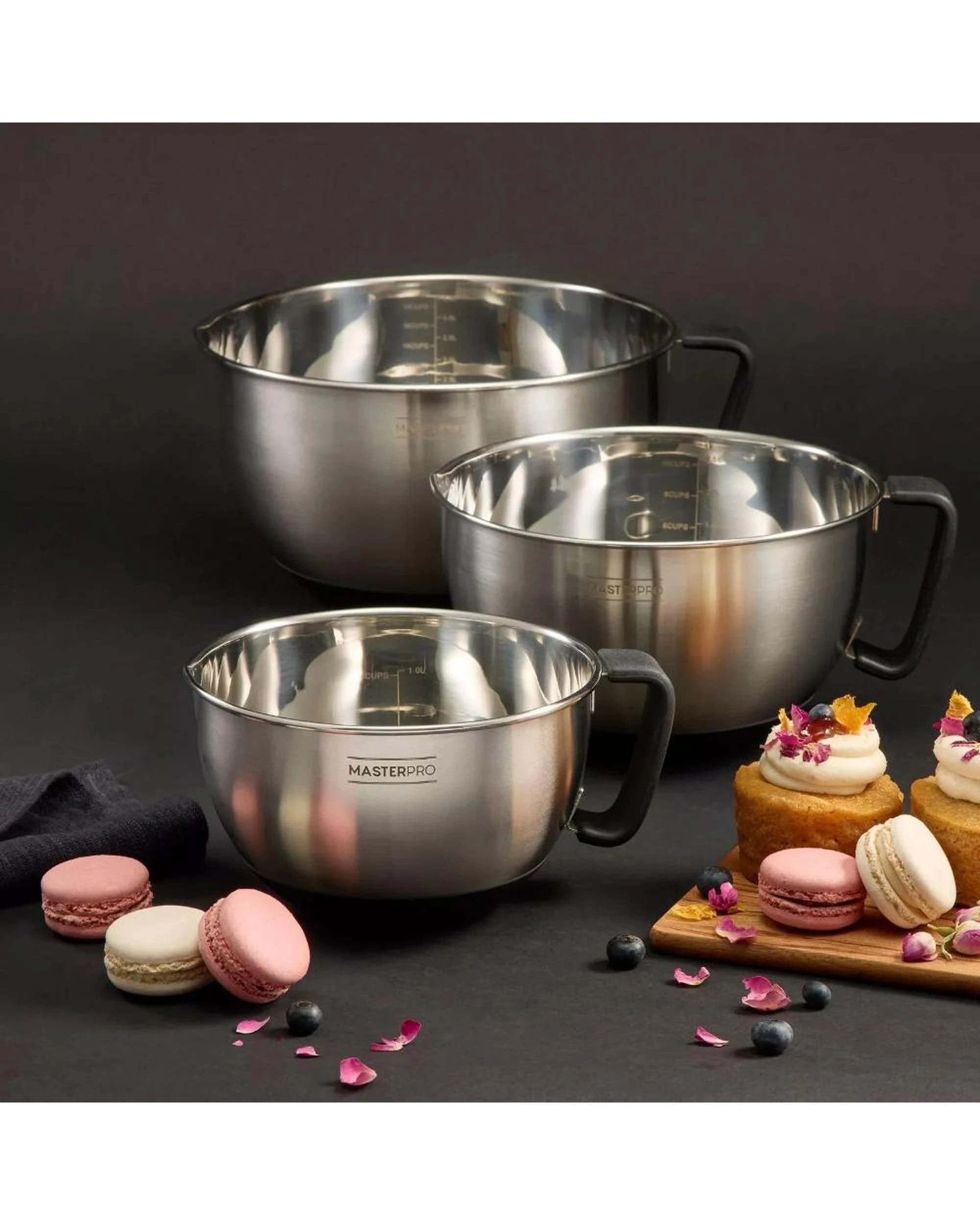 8 MasterPro Premium Stainless Steel 3pc Mixing Bowls  Set of 3, 8 of 9