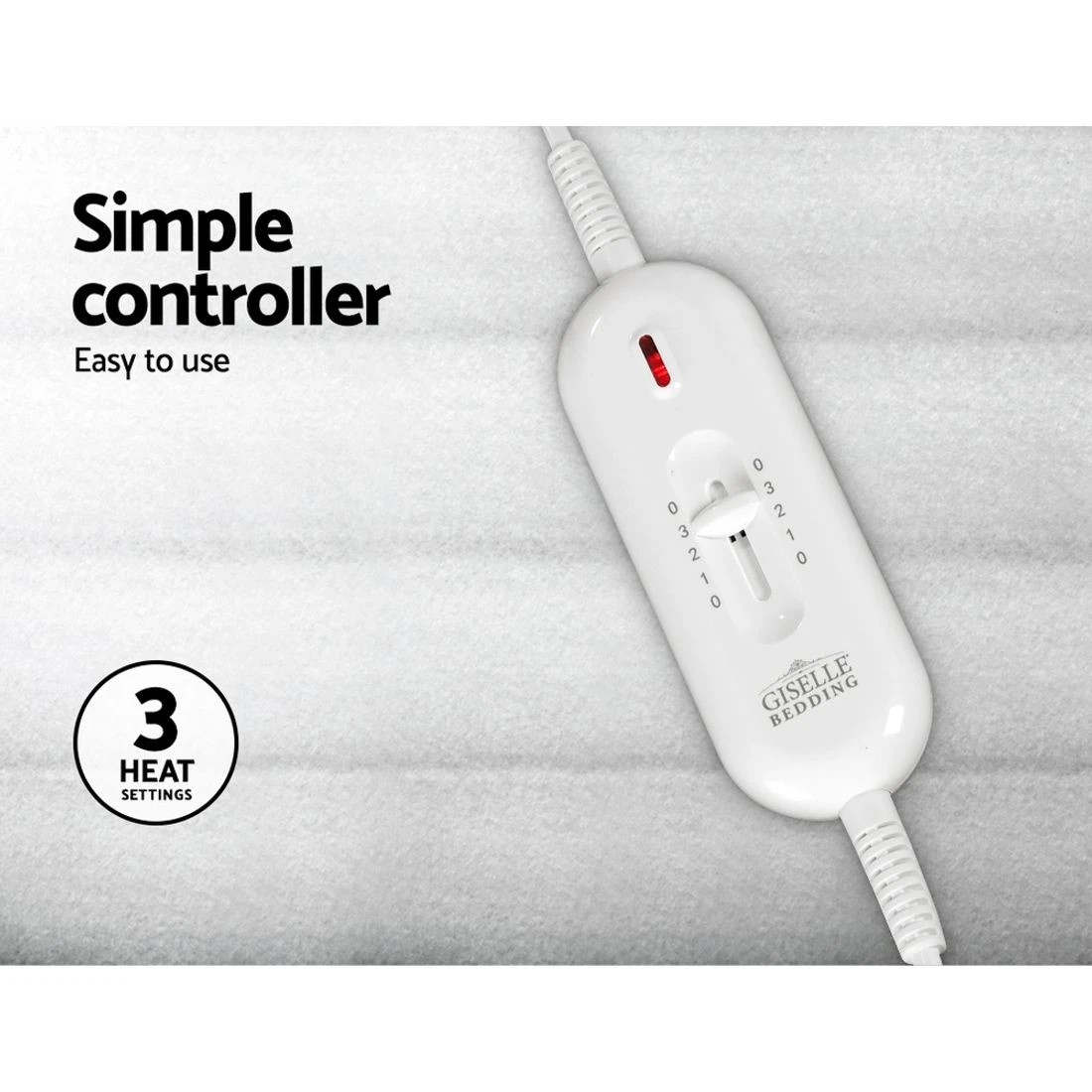 6 Giselle Heated Electric Blanket King Fitted Polyester Underlay Washable Winter - White, 6 of 10