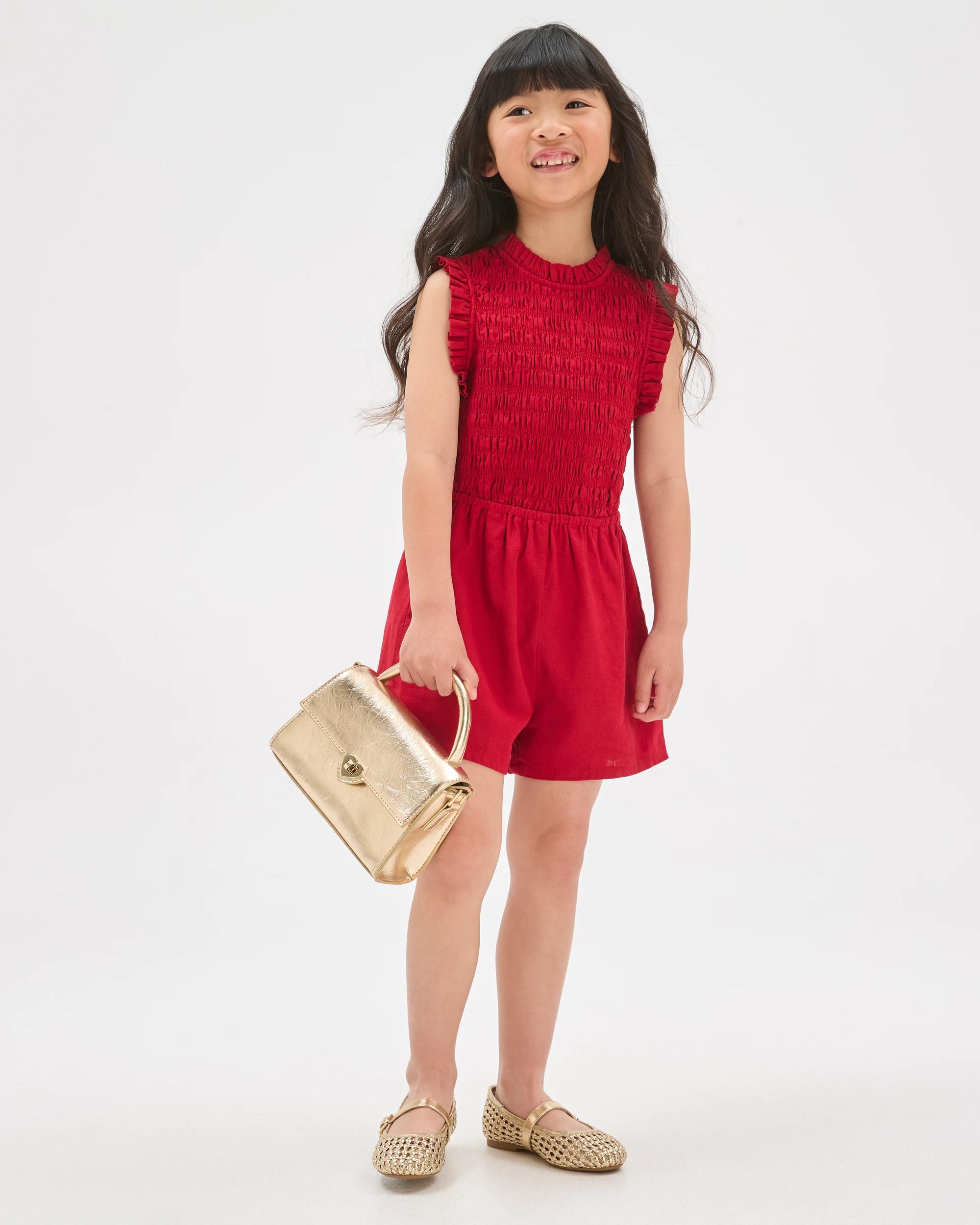 1 Target Kids Linen Blend Sleeveless Playsuit RED, 1 of 7