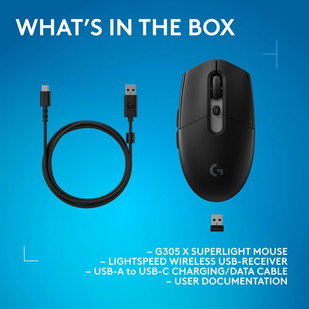 8 Logitech G G305 X SUPERLIGHT Wireless Gaming Mouse Black, 8 of 9
