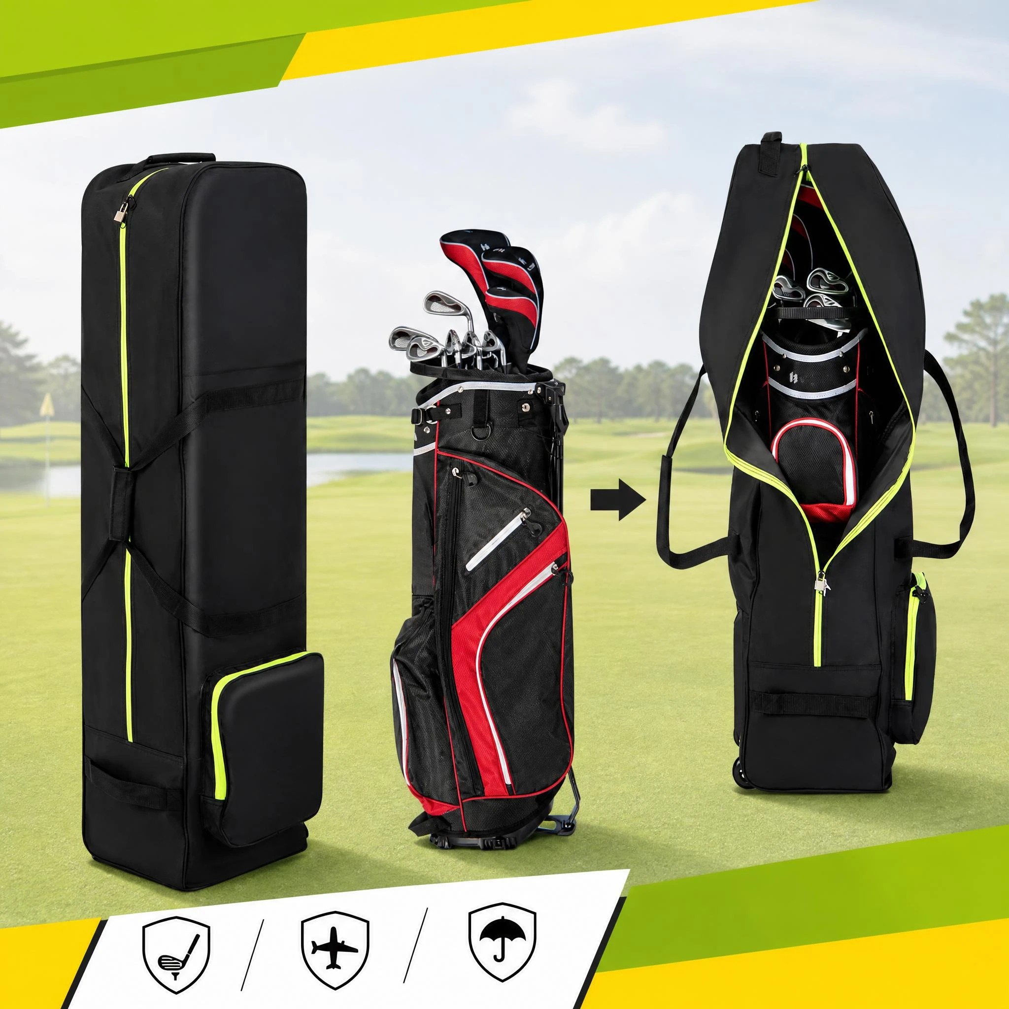 9 Costway Golf Travel Bag for Airlines Mobile Golf Aviation Bag Lightweight Golf Club Bag, 9 of 10