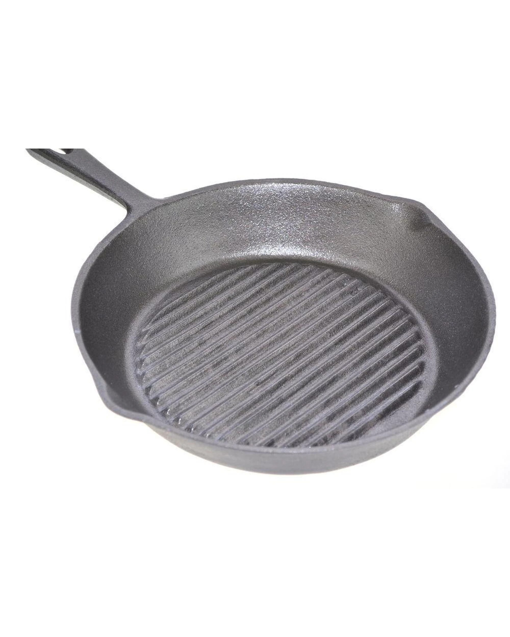 3 Trenton Cast Iron Ribbed Skillet Frying Pan W Handle 20cm  Grill Pan Griddle, 3 of 3