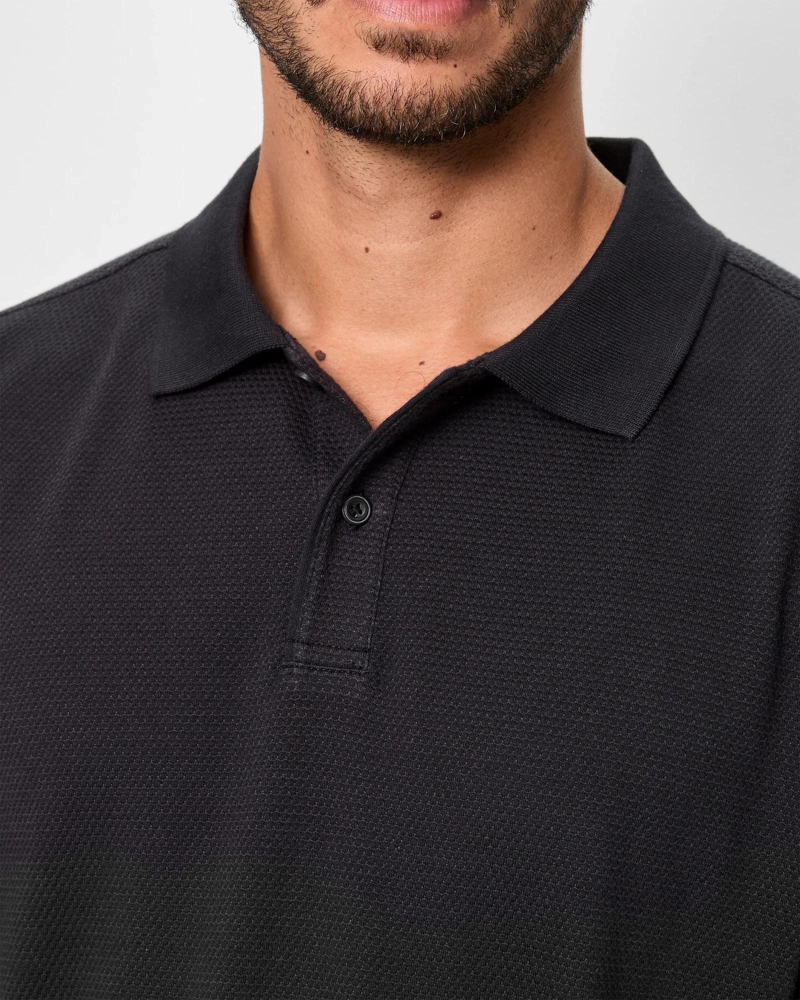 5 Australian Cotton Textured Polo Top - Preview BLACK, 5 of 5