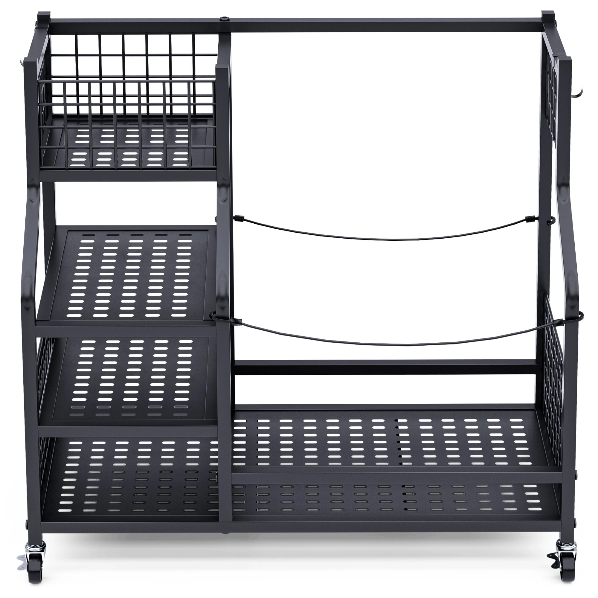 6 Advwin Golf Bag Storage Organiser with Lockable Wheels - Black, 6 of 9