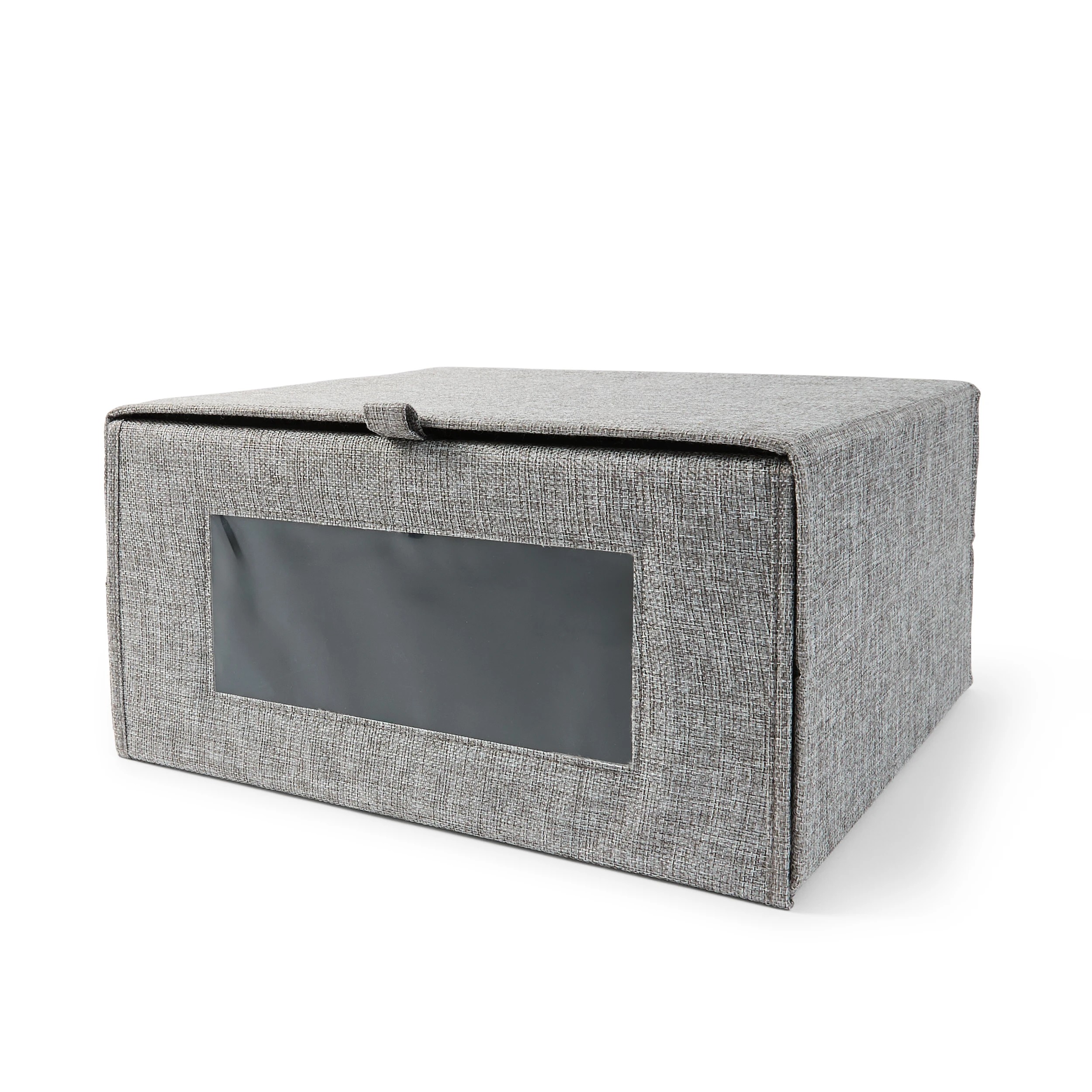 4 Linen Look Clothing Storage Box - Charcoal, 4 of 8