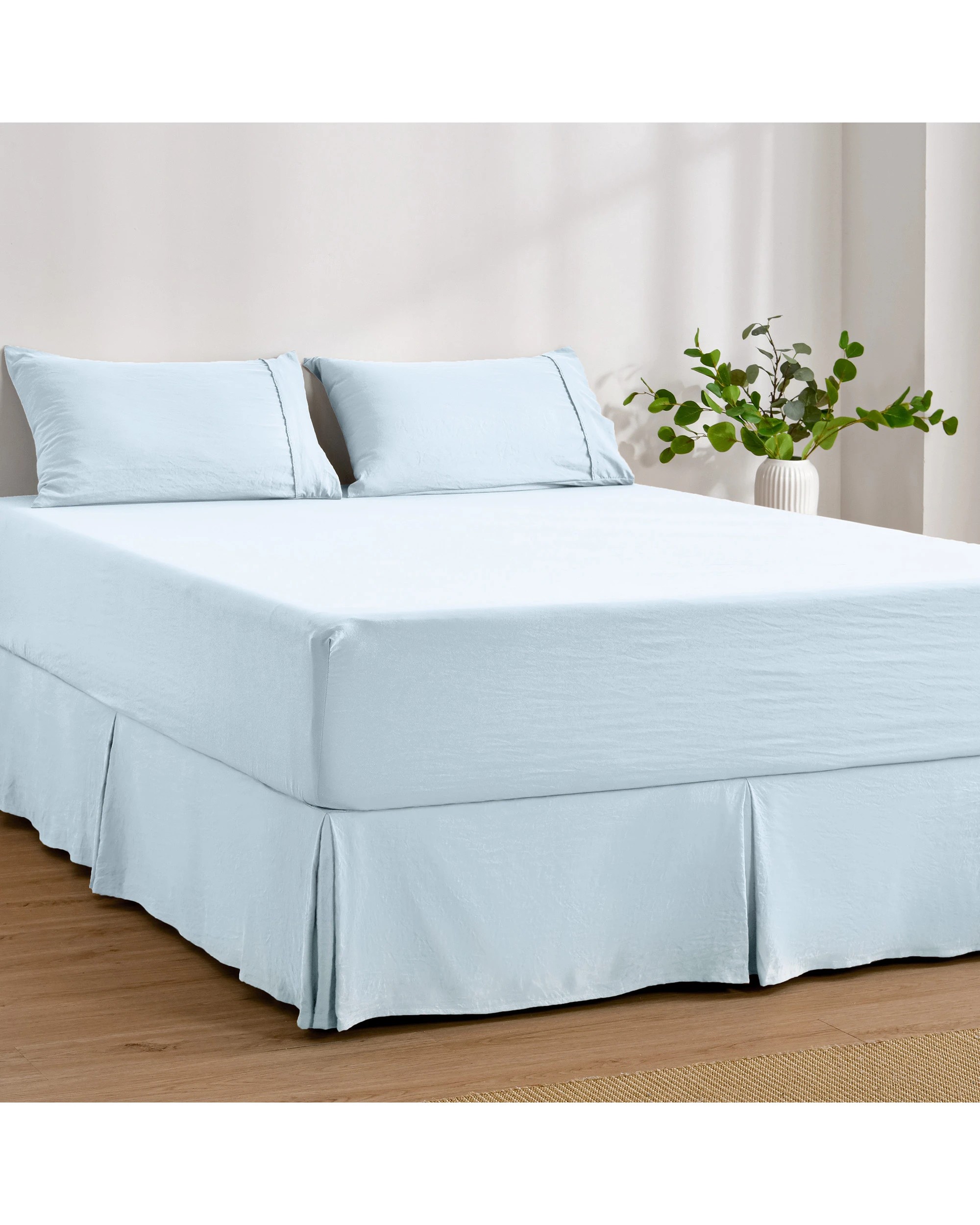 3 Dreamaker Superfine Washed Microfibre Pleated Valance - Single Bed - Ice Blue, 3 of 9