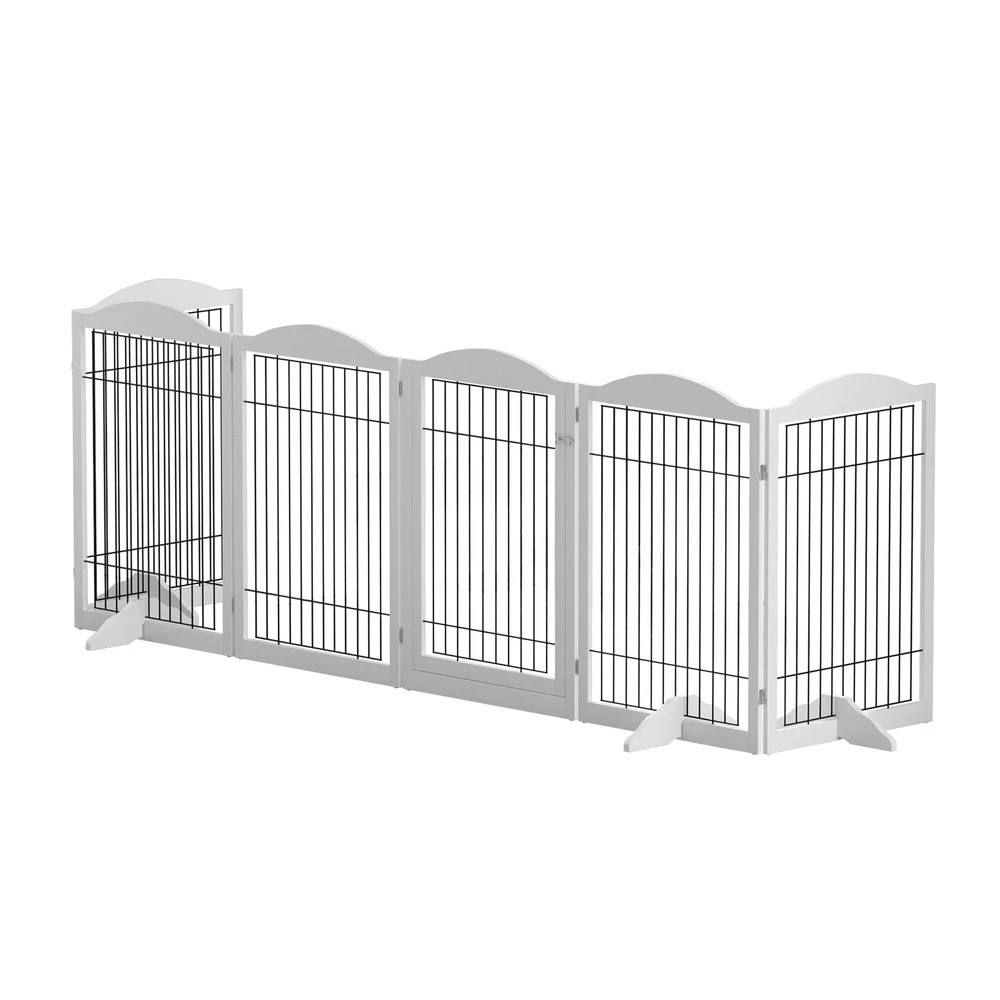 1 i.Pet Dog Gate Playpen Enclosure 6 Panel Pet Door Fence en Play Pen Stair - White, 1 of 5