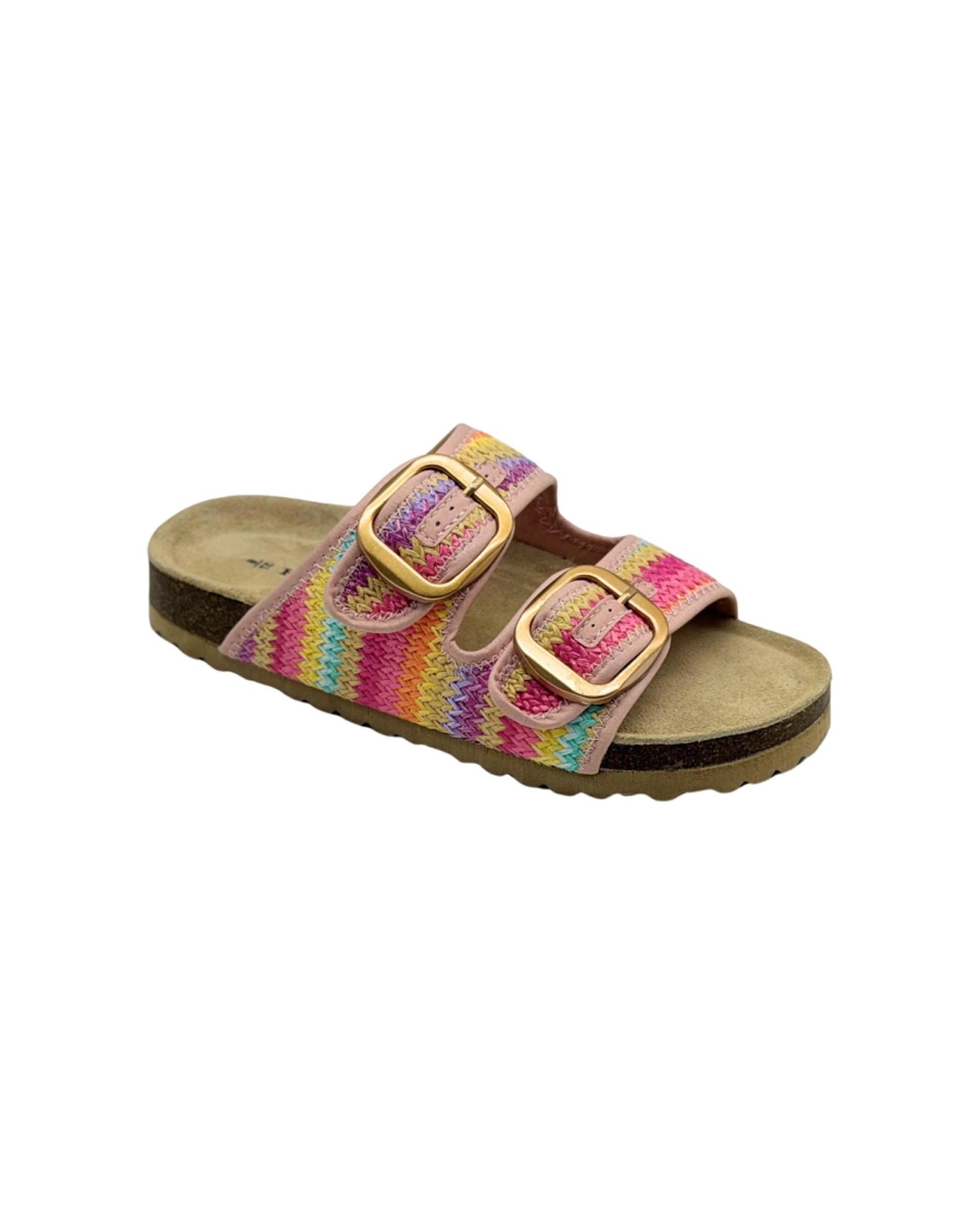 4 Human Shoes Cammy Raffia Sandals Buckle Moulded Footbed Natural MULTI, 4 of 4