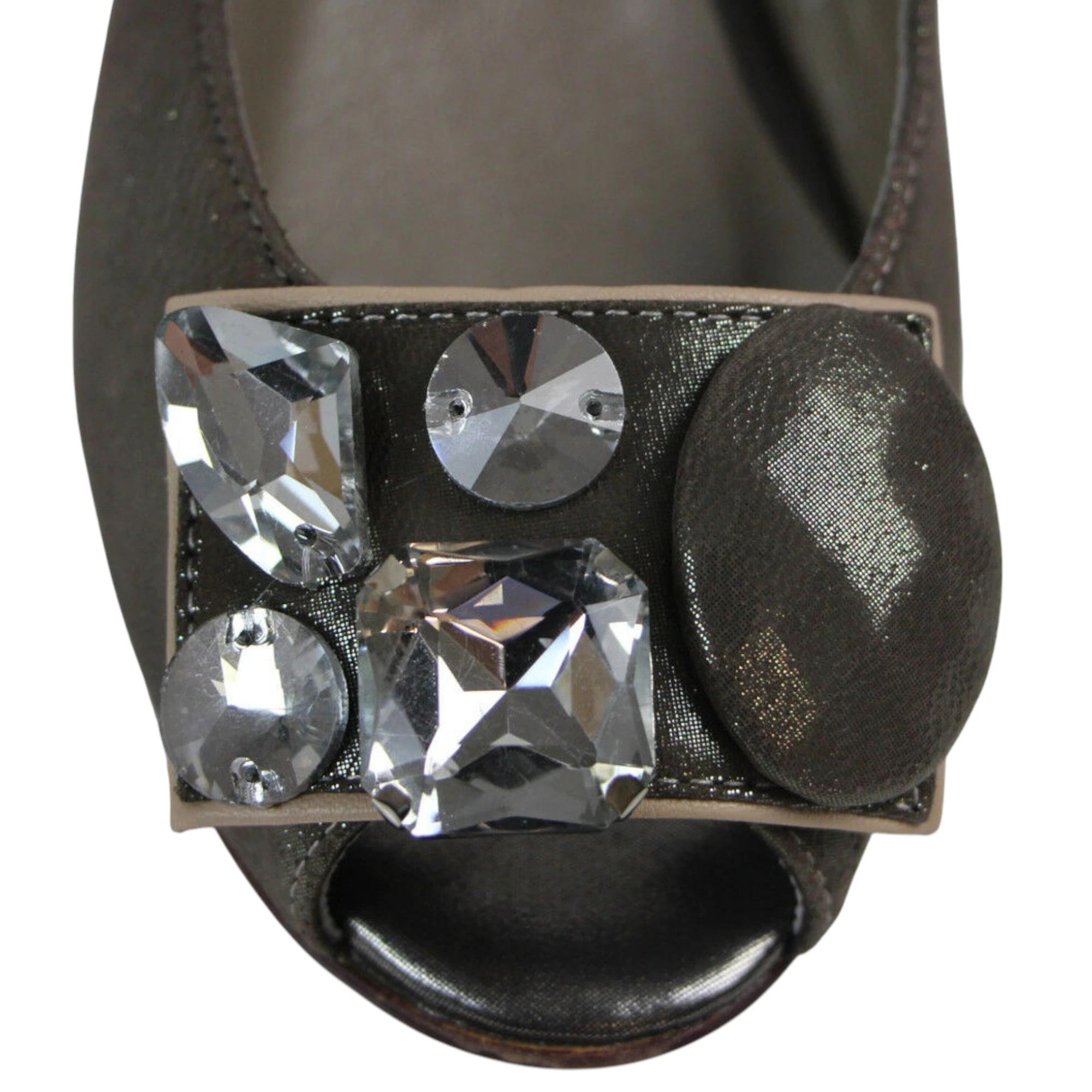 4 Zasel Crystal Ladies Womens Leather Open Toe Flat Work Dress Casual Shoes SILVER, 4 of 4