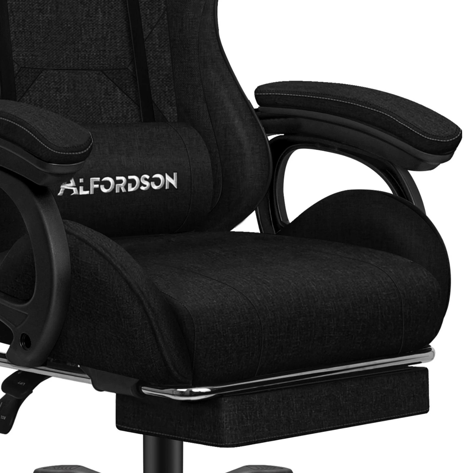 8 Alfordson Gaming Chair Office Massage Computer Racing Fabric Seat Footrest - Black, 8 of 10