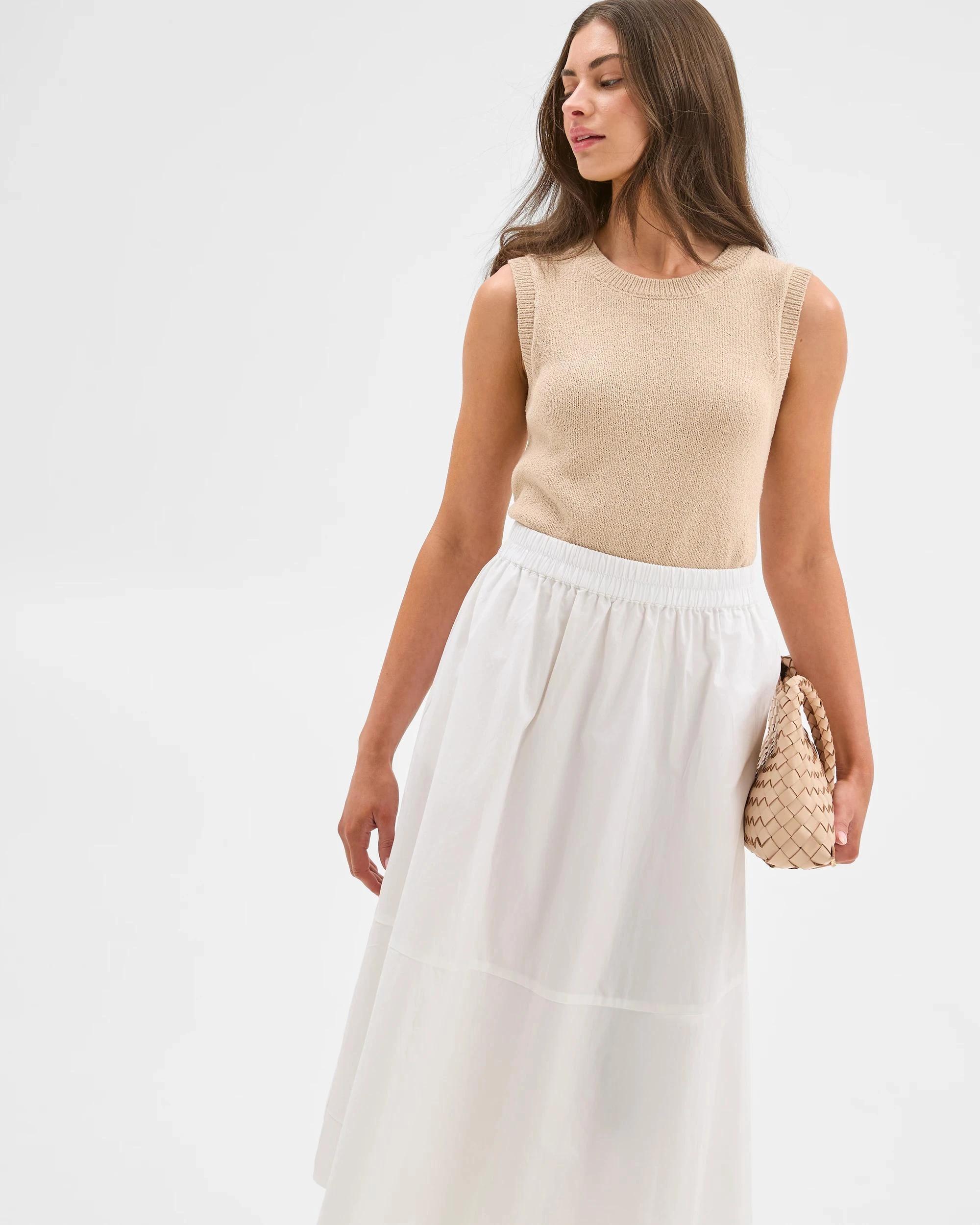 2 Target Petites Australian Cotton Cocoon Skirt WHITE, 2 of 7