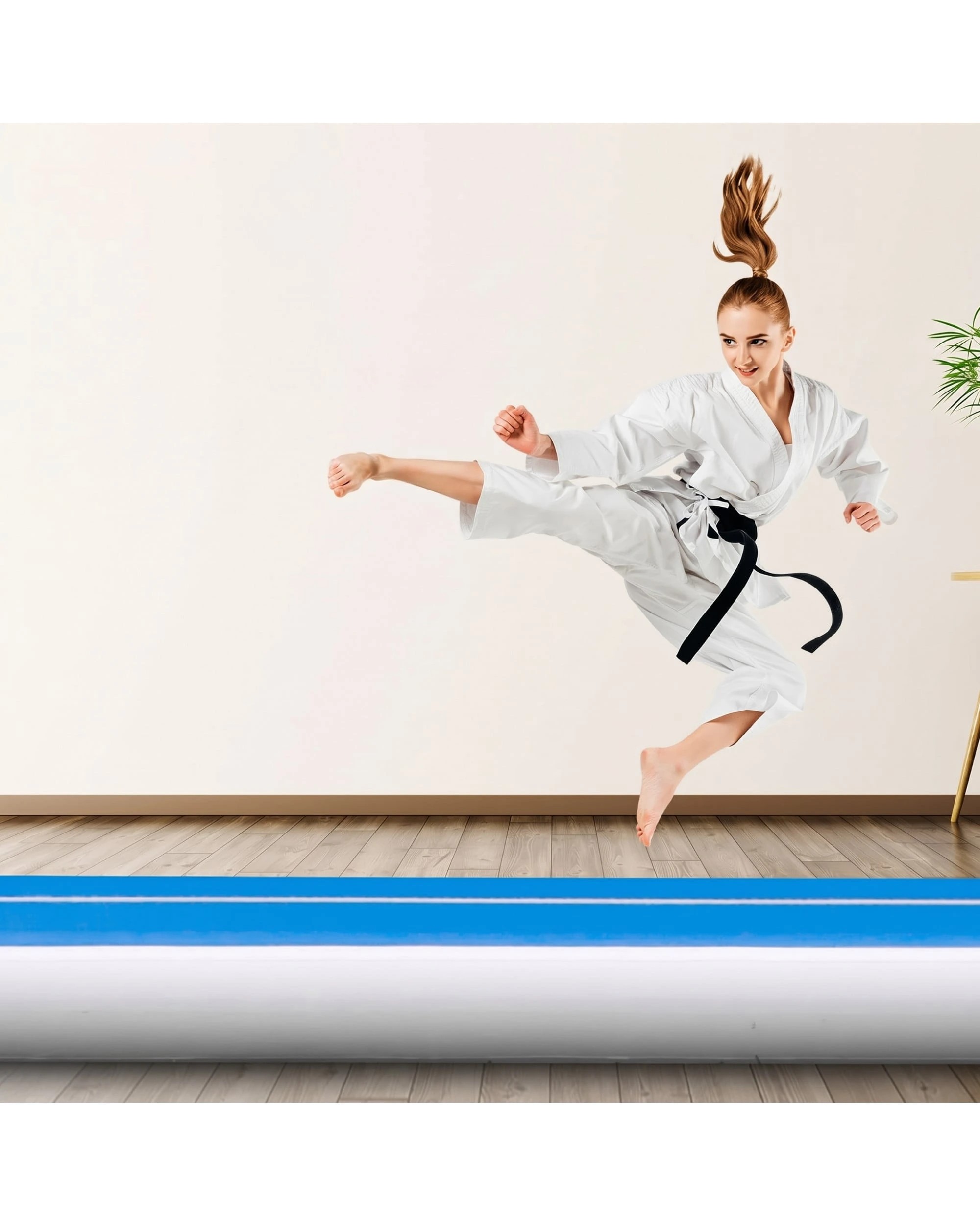 8 Powertrain Sports 3m x 1m AirTrack Inflatable Tumbling Mat - Blue, 8 of 8