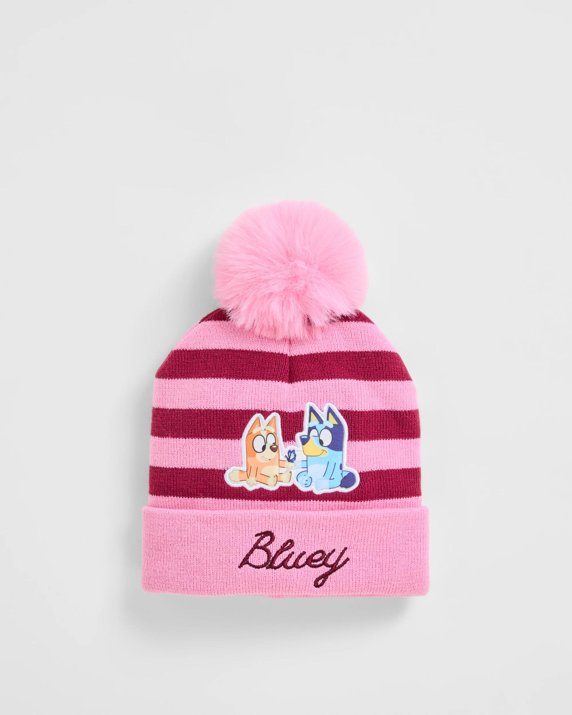 1 Bluey Stripe Beanie BURGUNDY, 1 of 2