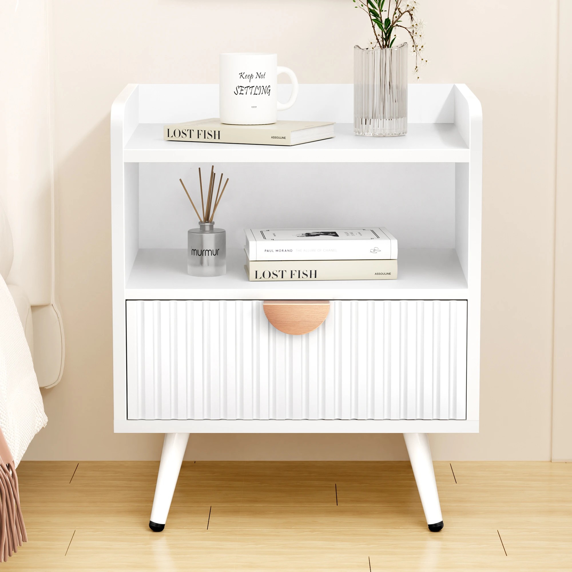 3 Alfordson Bedside Table with Drawer - White, 3 of 9